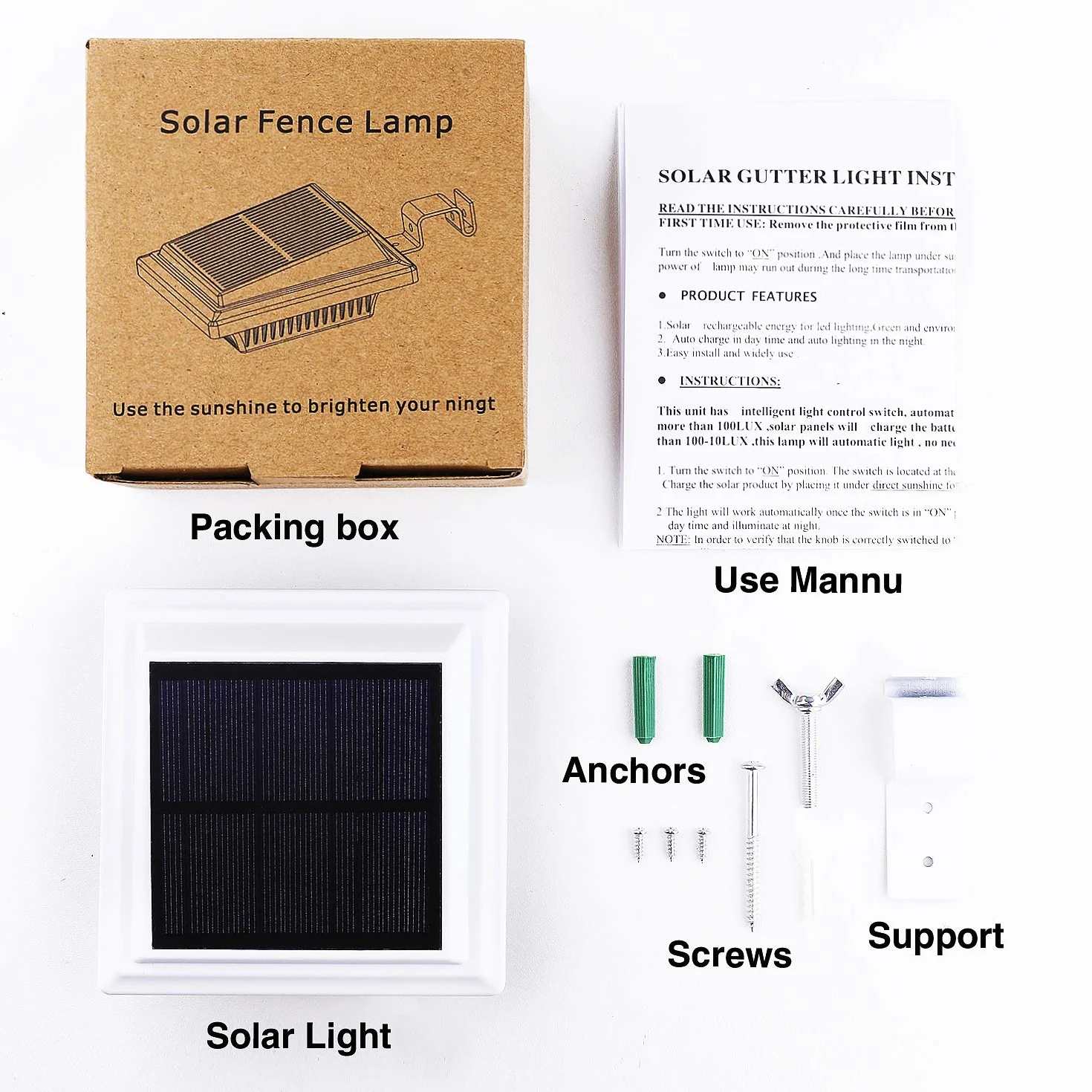 Solarna Lampa Solarna do Rynny Dachowej, do Użytku na Zewnątrz, 25 Diod LED, Automatyczne Włączanie/Wyłączanie, Białe, Zimne Białe Światło (6 Sztuki)