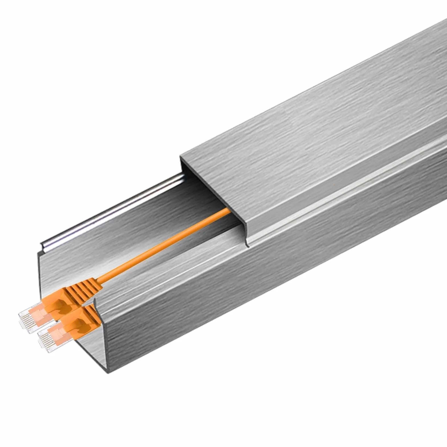 Metalowe kanały kablowe, Samoprzylepna listwa podłogowa do zarządzania kablami, srebrna, mieści 6–100 przewodów(Holds 45 Wires)