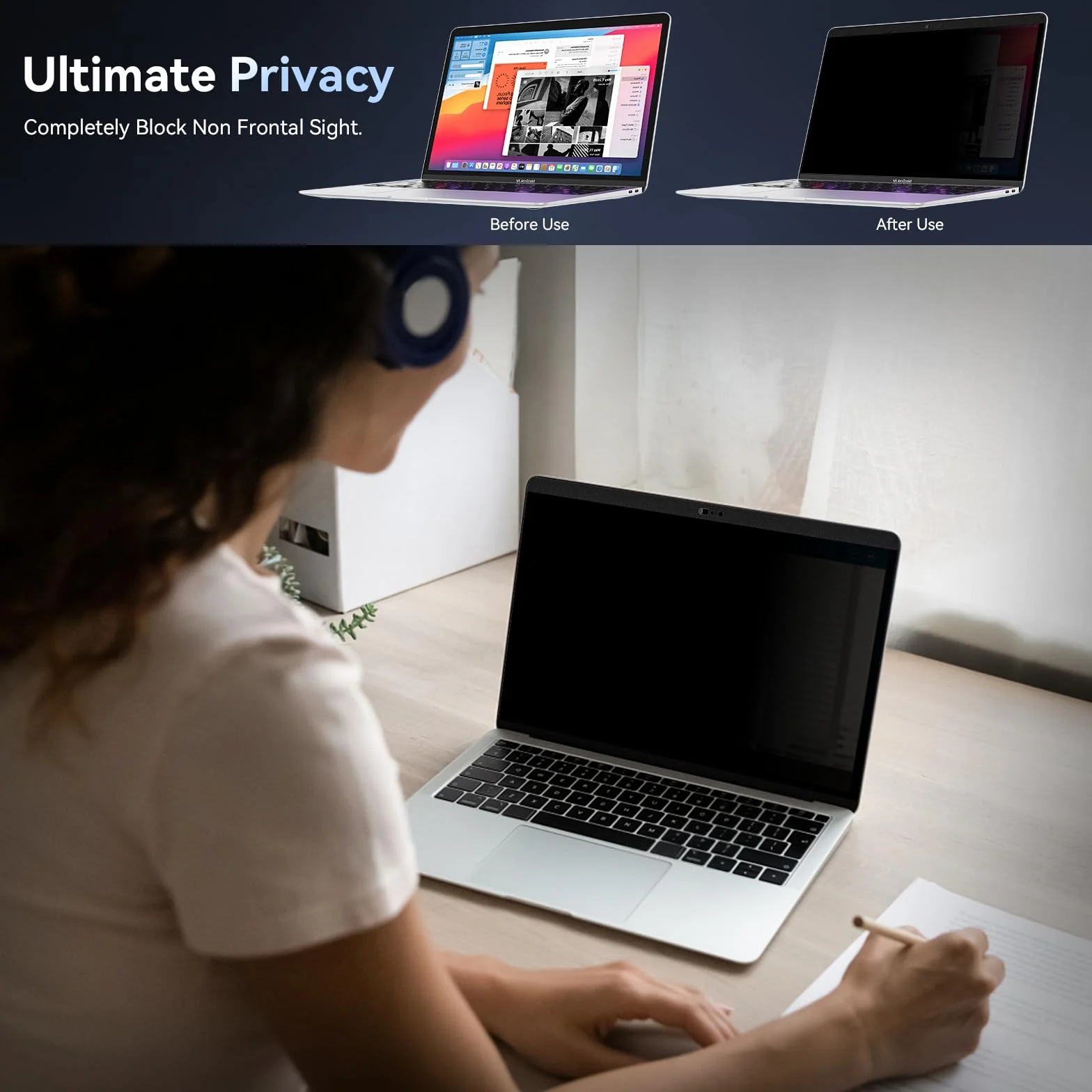 Magnetyczny filtr prywatności 13,3" do Apple MacBook Pro 13" (2016-2022, M1, M2) i MacBook Air 13 (2018-2021, M1), niebieski antyglare