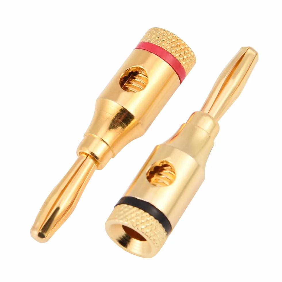 VBESTLIFE Adapter audio bananowy, pozłacany wtyk do głośnika bananowego z czystej miedzi do wzmacniacza lub głośnika, profesjonalne zastosowanie dźwięku - 10-częściowy