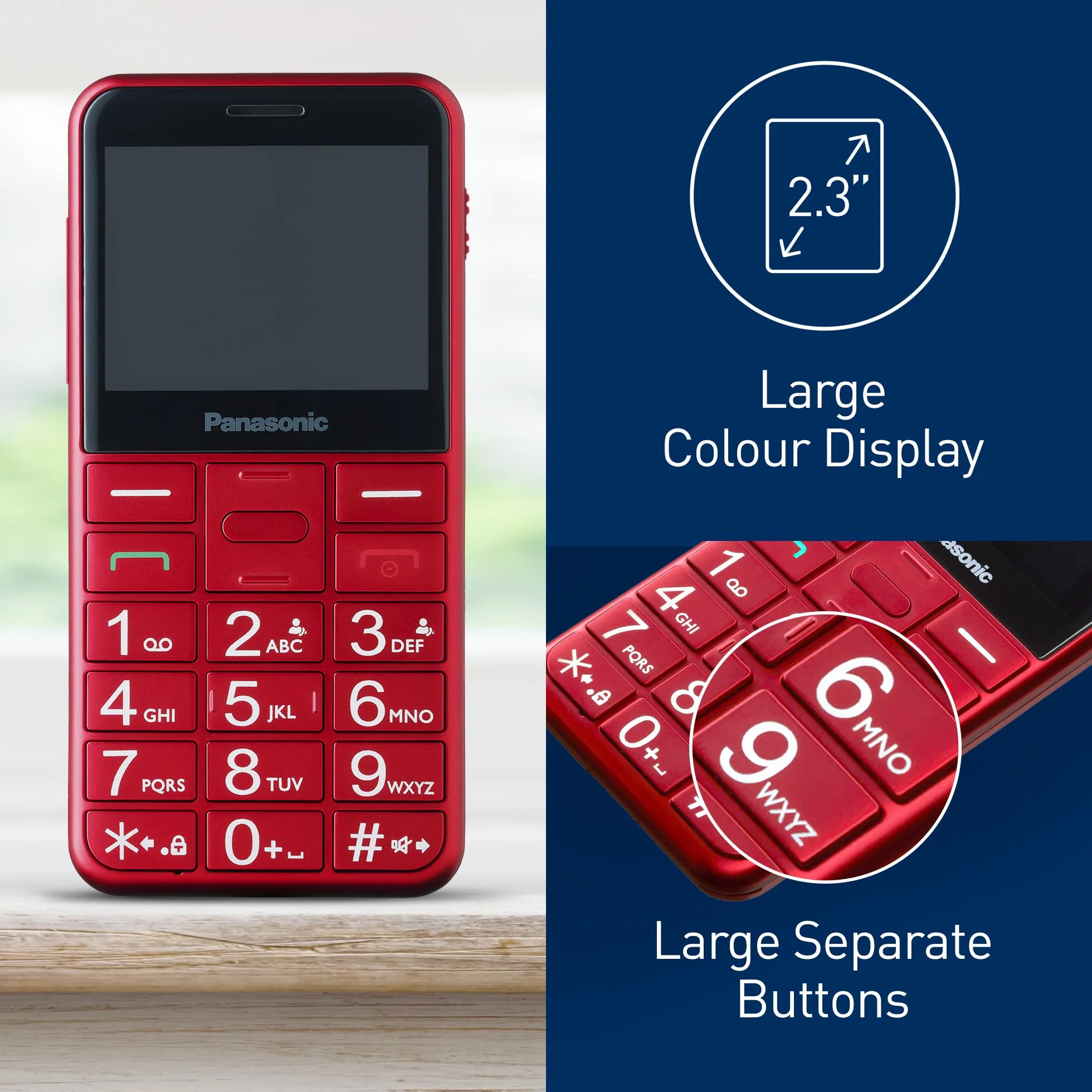 Panasonic KX-TU155 telefon komórkowy dla seniora 2.4" czerwony