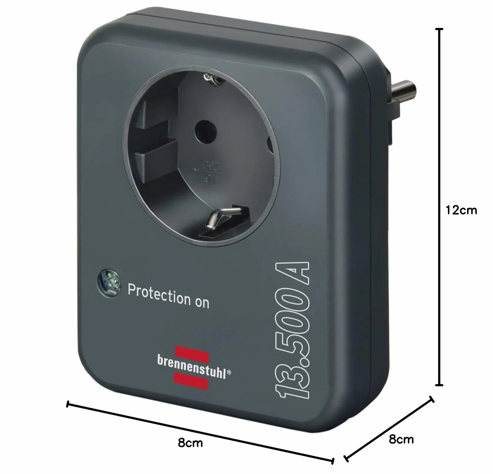 Brennenstuhl Adapter do gniazda wtykowego z ochroną przed przepięciem 13.500 A (adapter jako ochrona odgromowa do urządzeń elektrycznych), antracyt