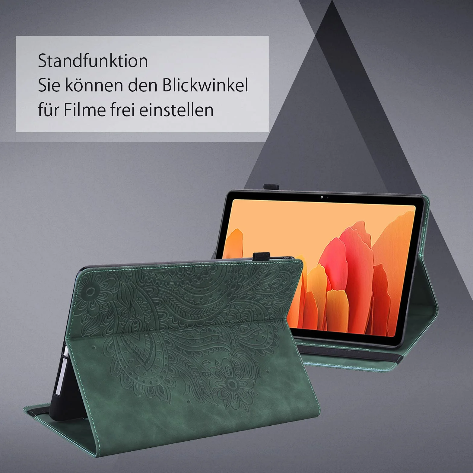 Etui na tablet Amazon Fire HD 10 13. generacji 2023 etui ochronne ze rysikiem i uchwytem na długopis - ultra cienkie etui z klapką ze skóry PU do Fire HD 10 13th 2023 etui (zielone)