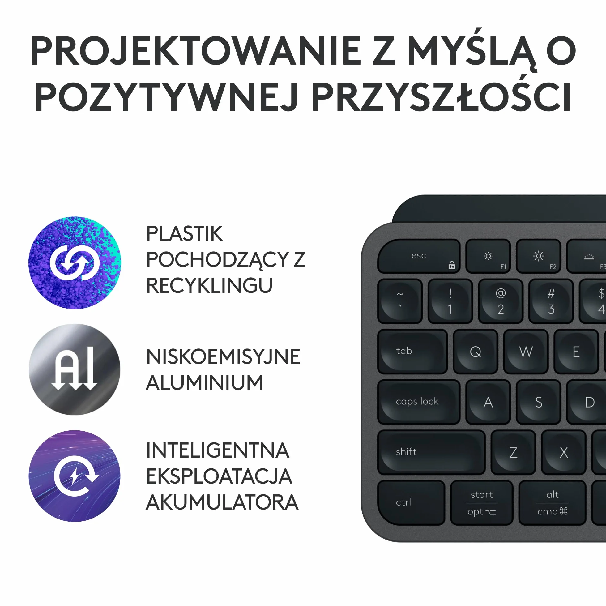Logitech MX Keys S Bezprzewodowa Klawiatura Niski Profil Cicha Podświetlana Bluetooth USB-C QWERTY US Intl Szary