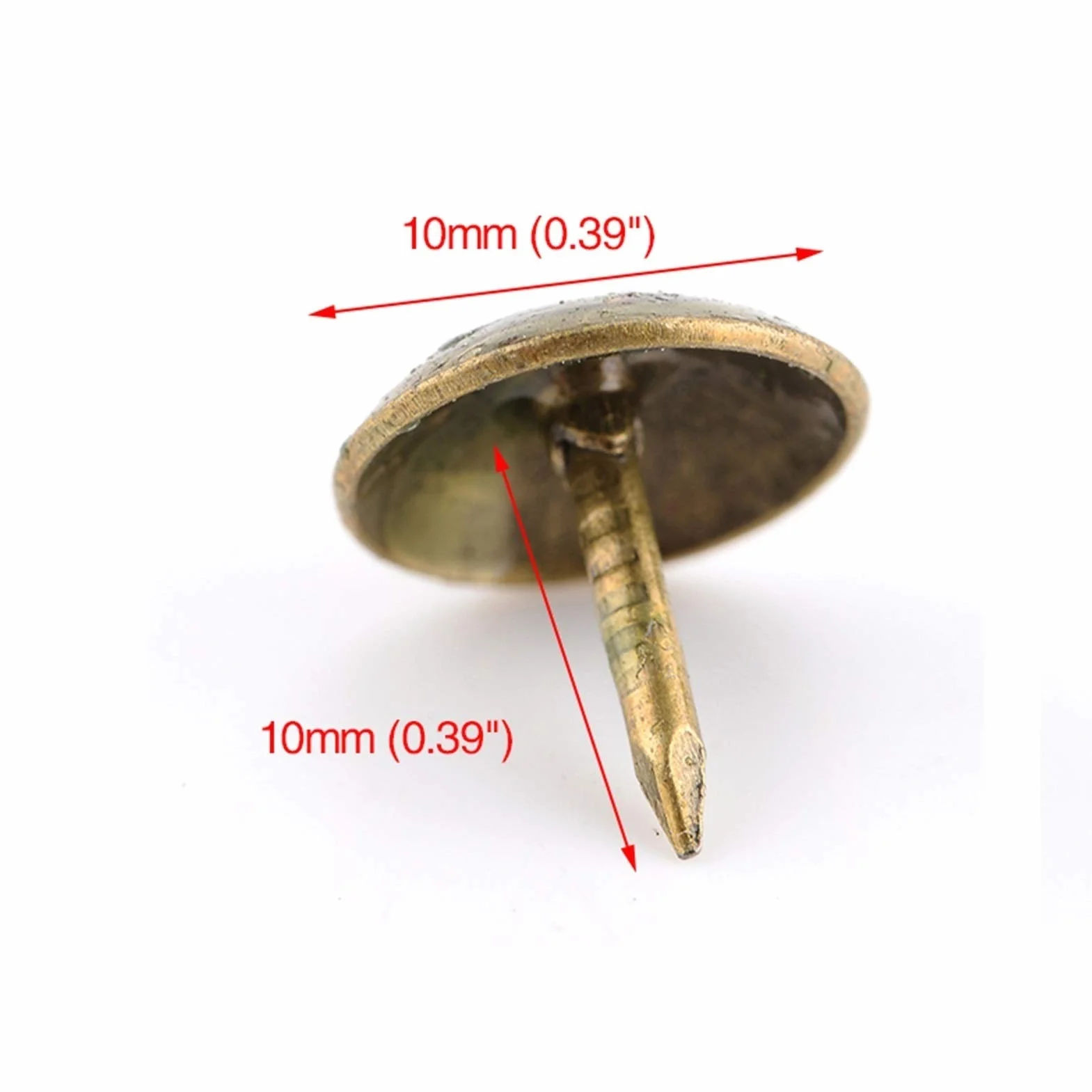 Gwoździe miedziane. 100 sztuk 8.5x16mm brązowe tack pudełko z biżuterią pinezka 10x10mm elementy mocujące drzwi nadaje się do biura szkolnego(10x10mm)
