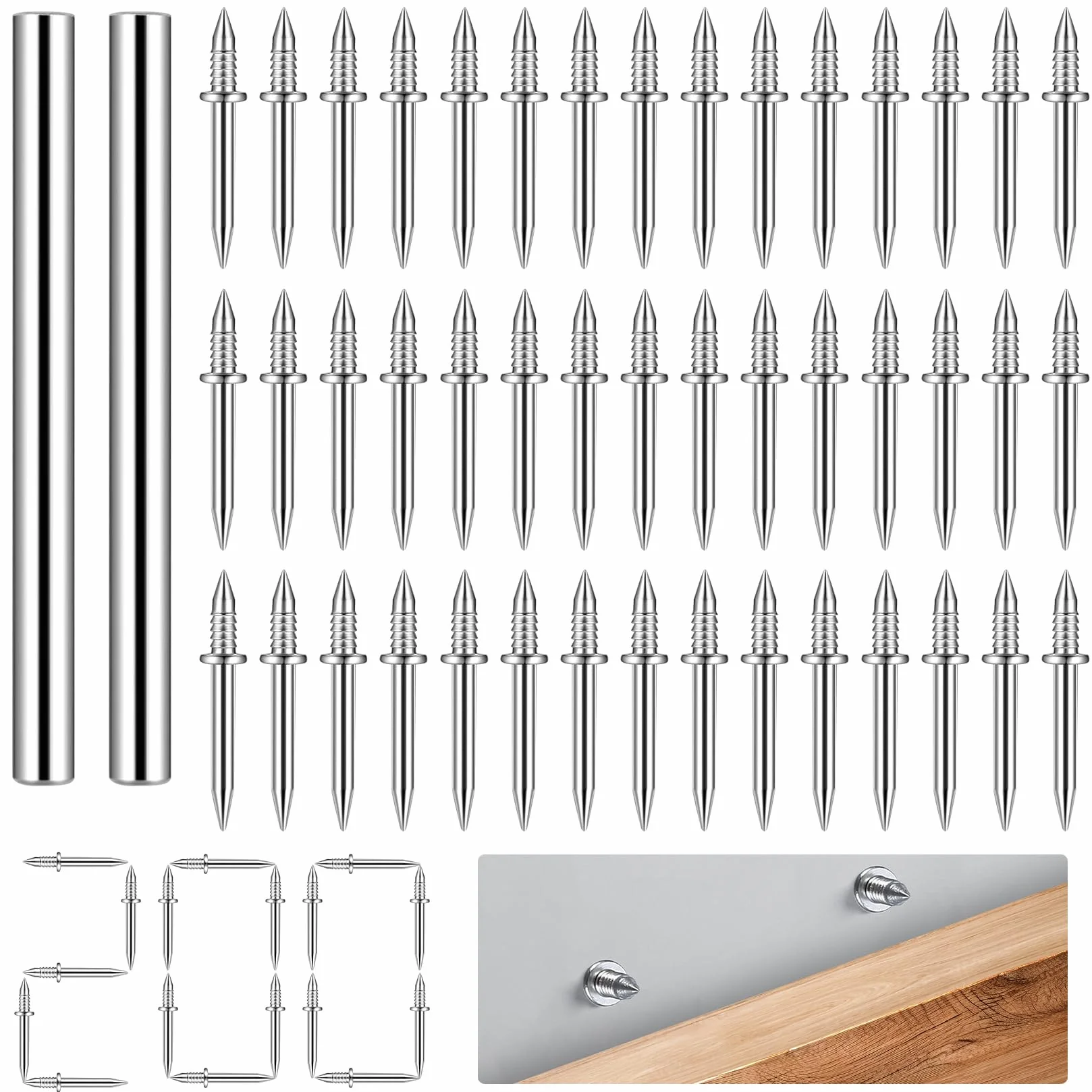 200 x gwoździe ścienne z podwójną głowicą, gwoździe stalowe, bezszwowe gwoździe z podwójną nicią cokołową, do listew przypodłogowych, gwoździe bez śladów