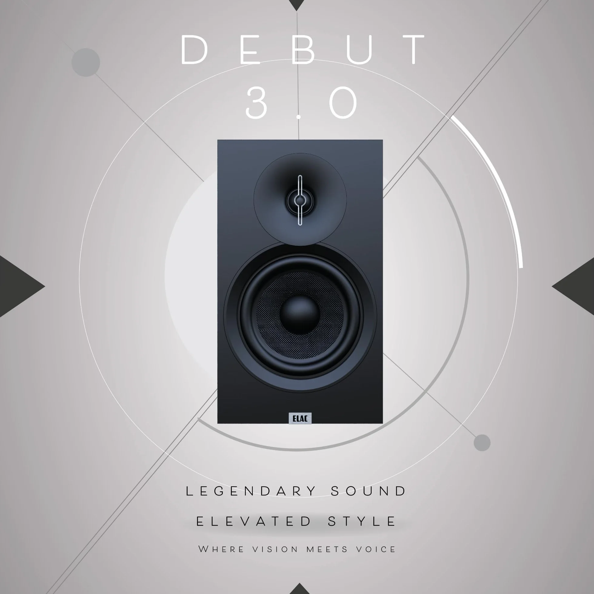 Elac Debut 3.0 DB53-BK głośniki półkowe para 1-calowy aluminiowy głośnik wysokotonowy kopułkowy 13.3 cm głośnik niskotonowy z włókna aramidowego bass reflex