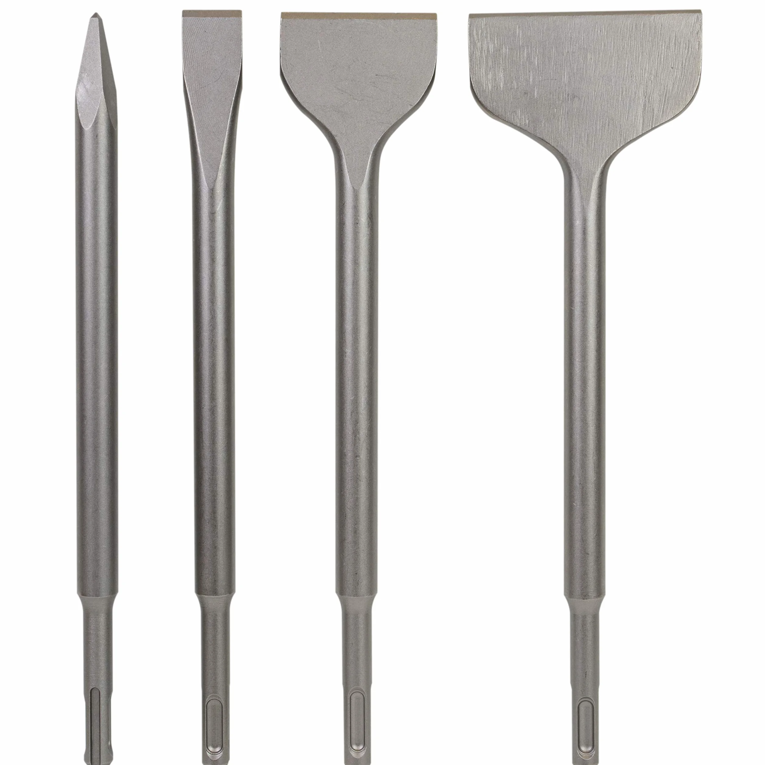 SDS Plus 4-częściowy zestaw dłut, wiertło do skrobania cienkiego 7,6 cm x 25,4 cm, dłuto punktowe, dłuto płaskie, szerokie dłuto - dłuto SDS do wiertarek udarowych - usuwanie płytek