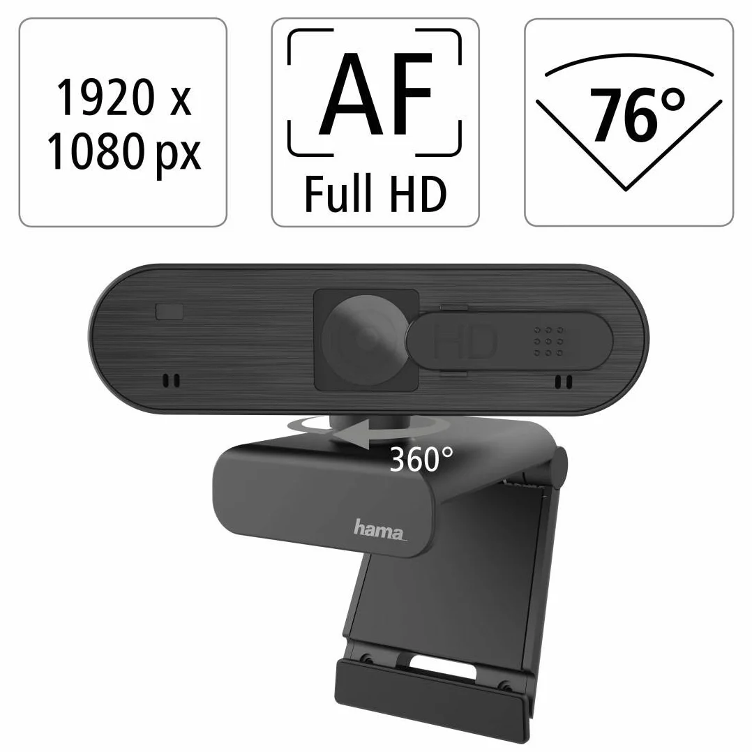 Hama C-600 PRO Kamera internetowa Full HD Auto-focus 2.0 MP USB A czarna