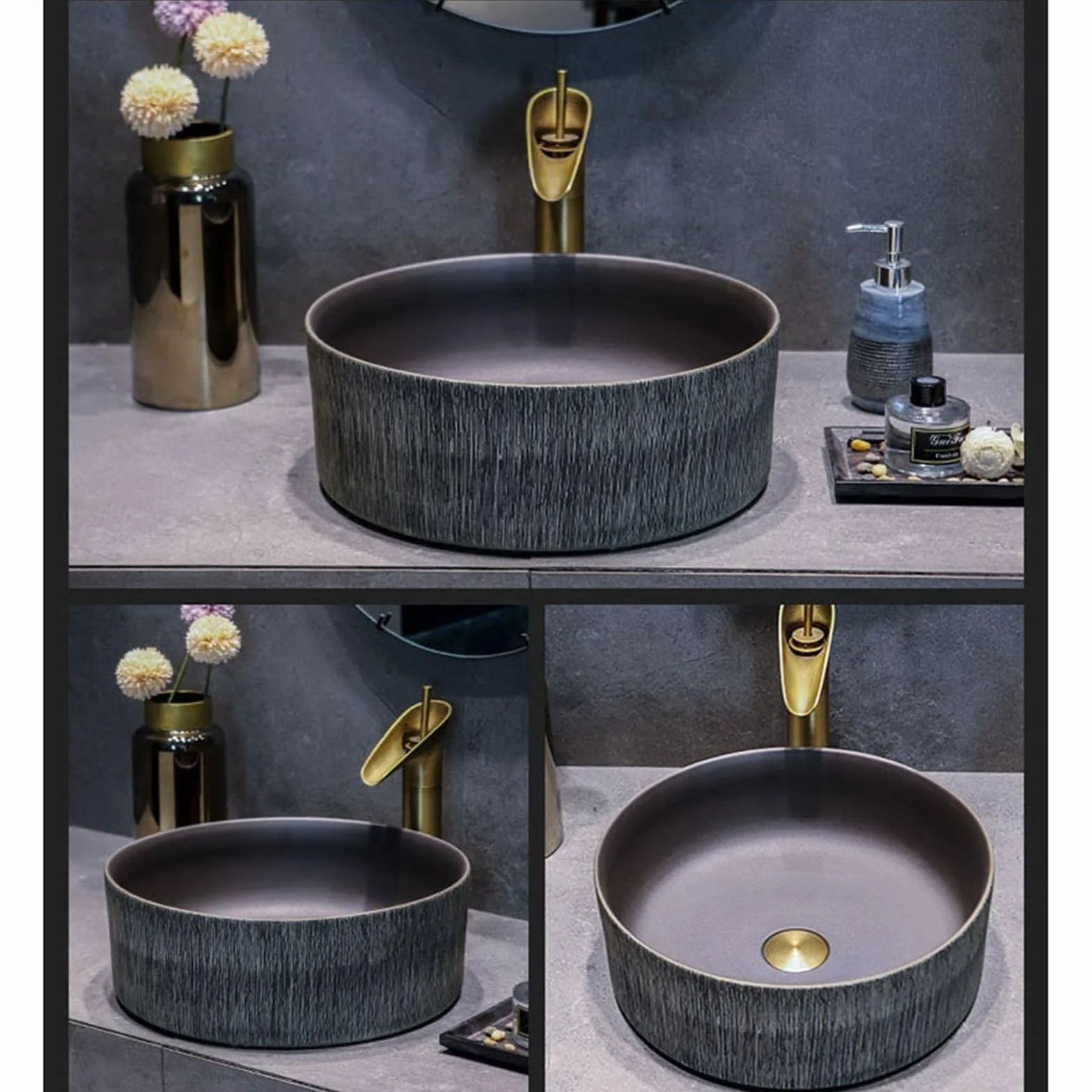Umywalka Nablatowa W Stylu Retro, Okrągła, Kreatywna, Ceramiczna Umywalka Jingdezhen, Umywalka Nablatowa, Nowoczesna Umywalka Łazienkowa