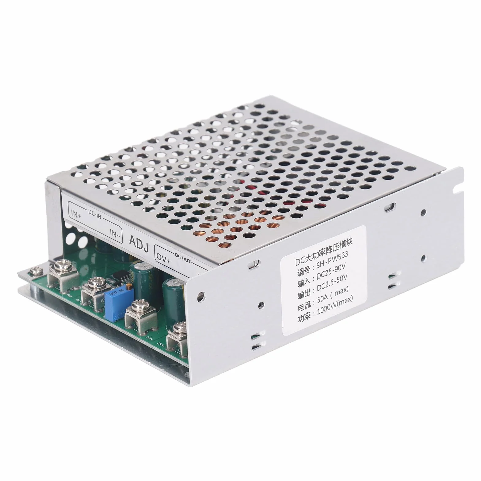 Moduł Obniżający Napięcie DC-DC 50A 1000W Wejście DC25-90V Regulowane Wyjście DC2,5-50V z Wentylatorem