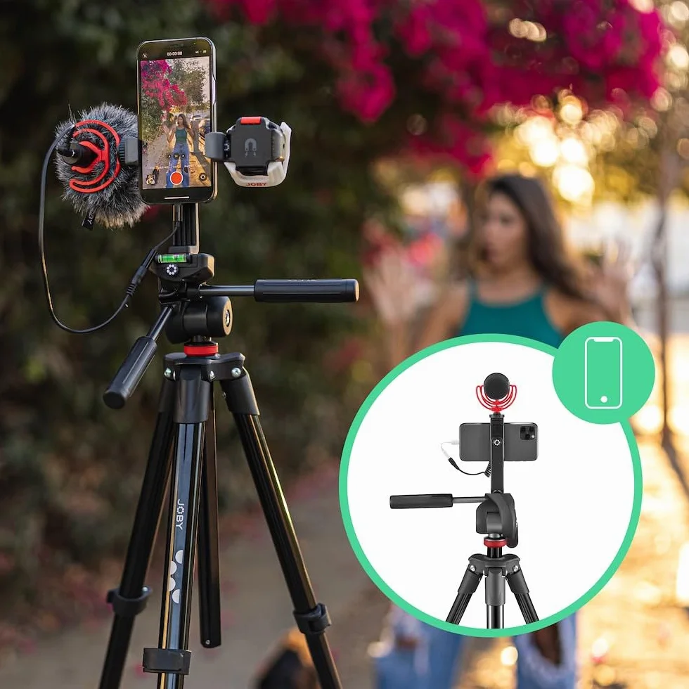 JOBY Compact Advanced Kit, statyw fotograficzny, kula 3D, mocowanie ¼-20", uchwyt na smartfon, torba, czarny, 3 kg