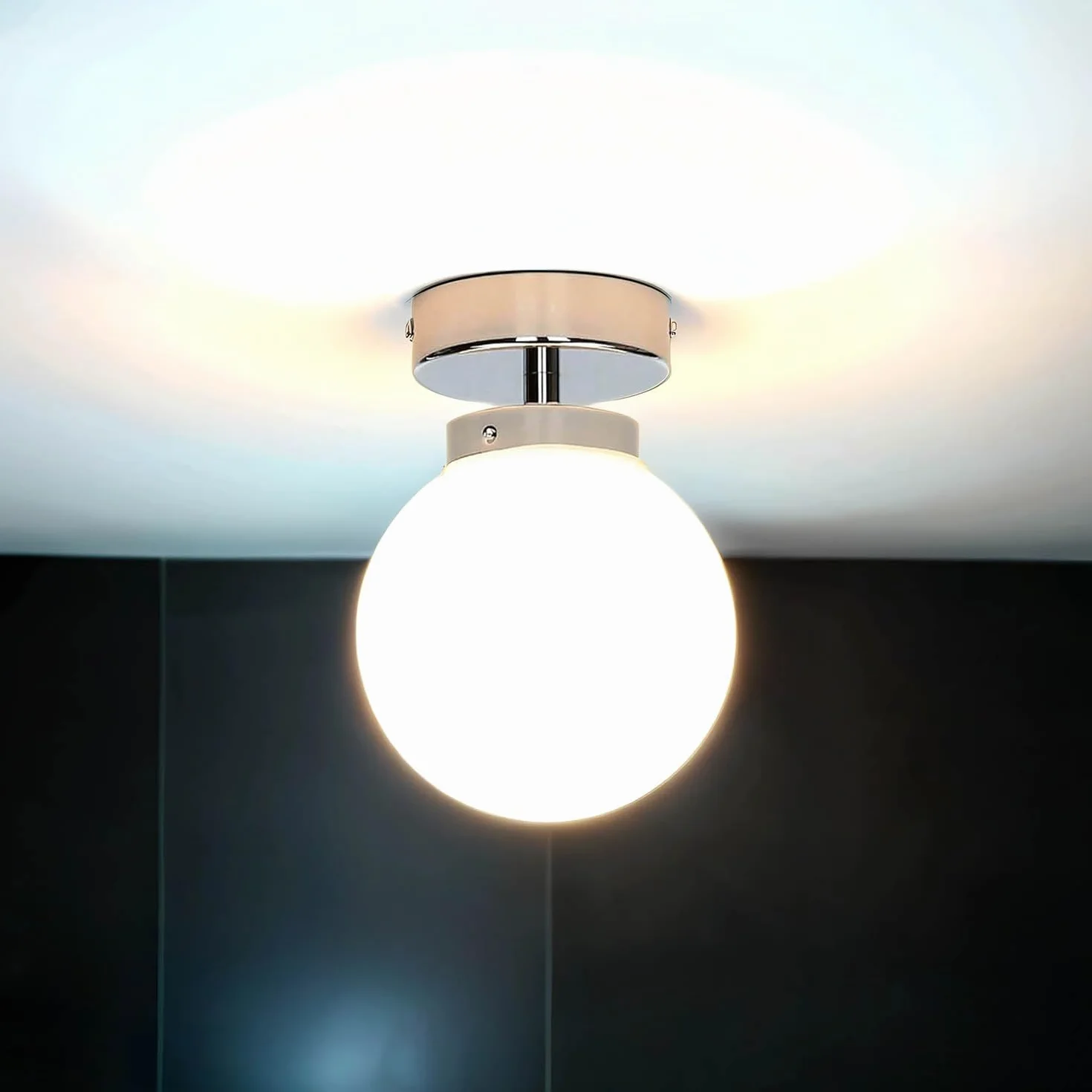 Lampa sufitowa łazienkowa kula metalowa szkło w chromie 1x G9 wymienna łazienka korytarz wewnętrzna lampa sufitowa ponadczasowe oświetlenie kompaktowe