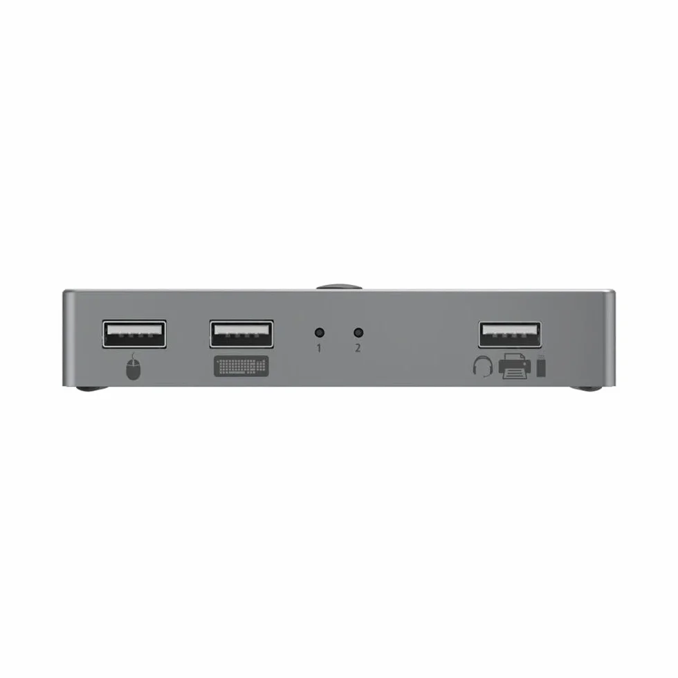Hama Przełącznik KVM (1x HDMI/High Speed HDMI/max. 4K 30 Hz, 3x USB-A/USB 2.0/max. 480 Mbit/s, zasilanie USB, 4K, 11,4x5x2 cm) srebrny