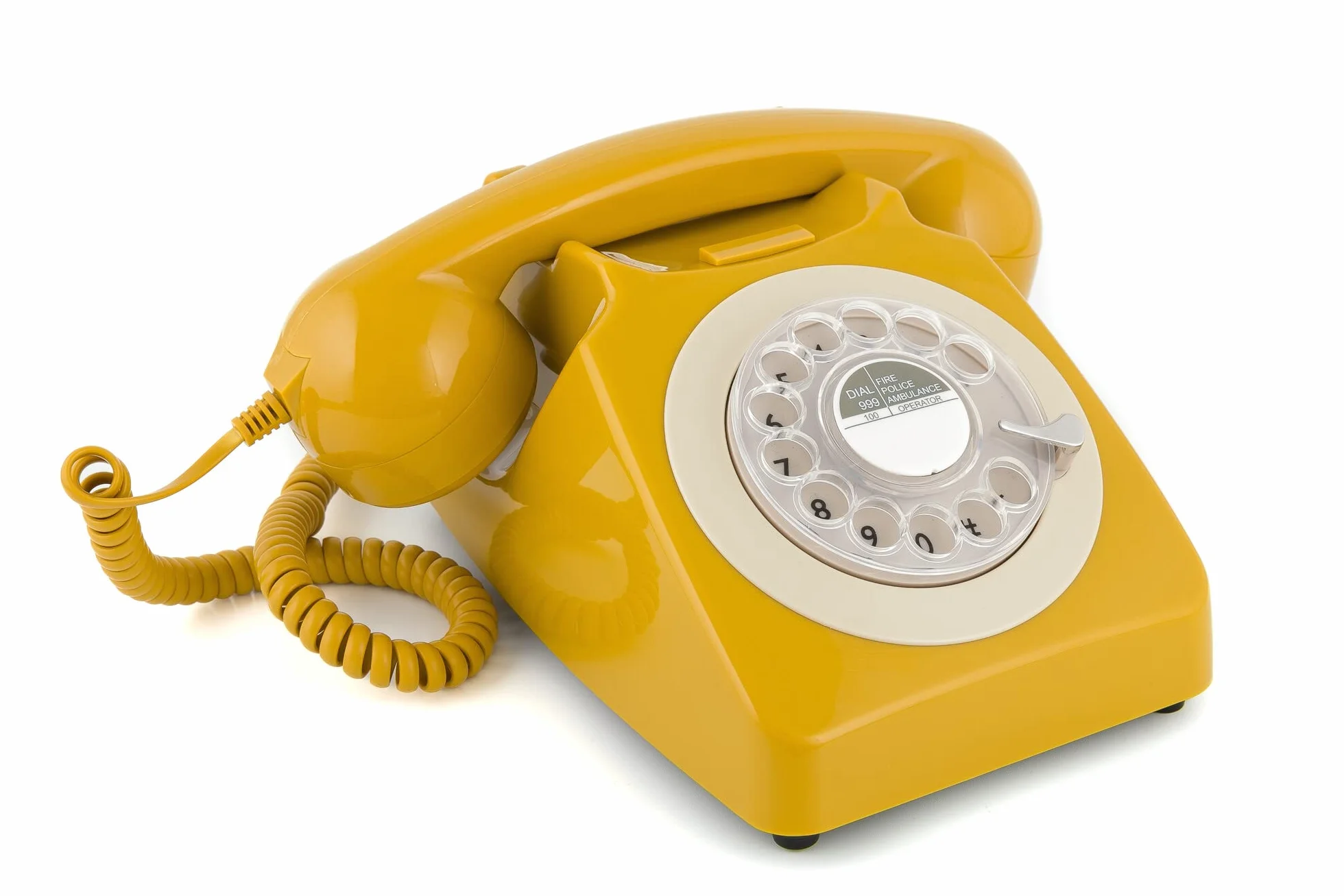 GPO Retro 746YEL Telefon stacjonarny z obrotową tarczą musztarda