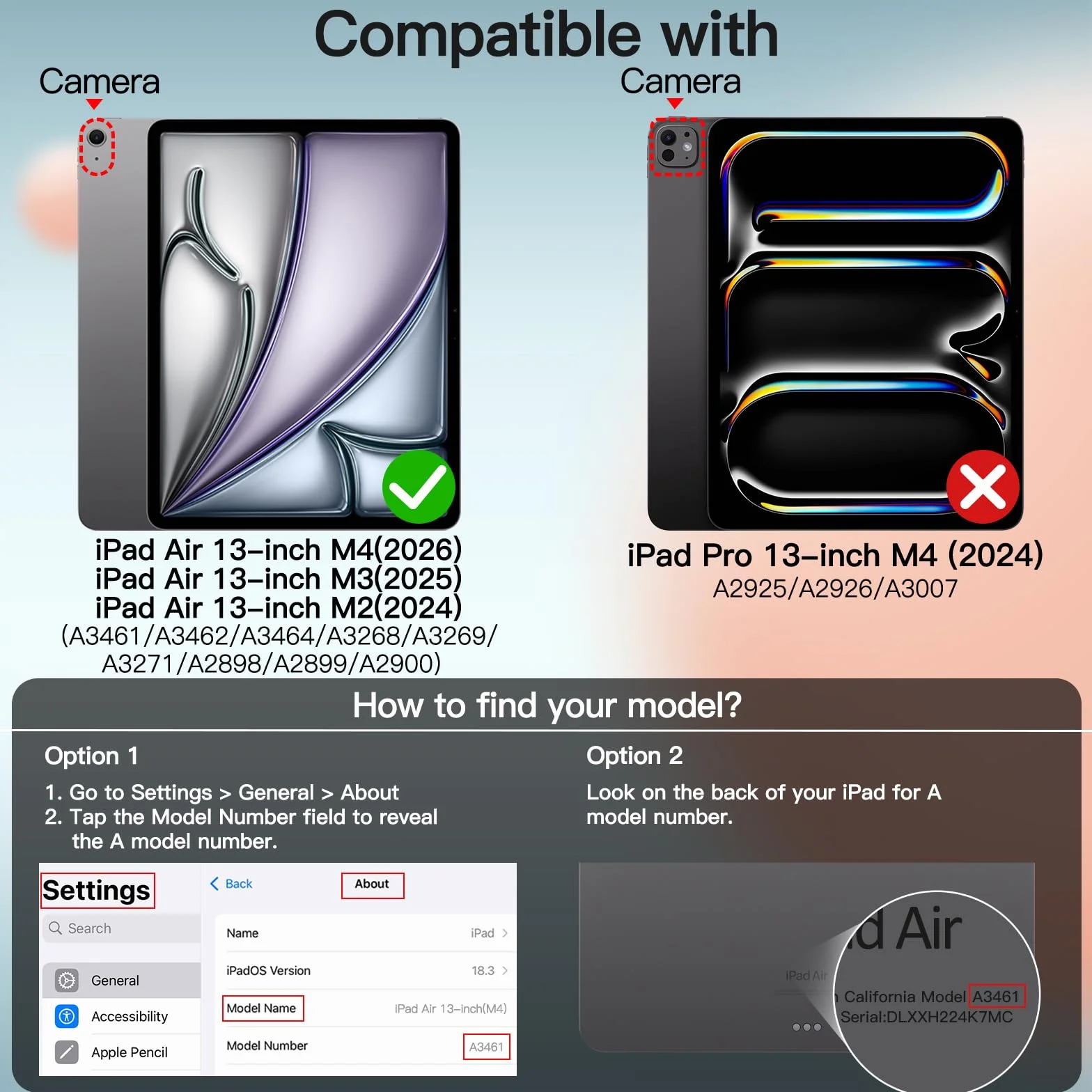 JETech Etui dla iPad Air 13 Cala M4/M3/M2 (2026/2025/2024), Szczupły Podstawkę Twardy Tylna Skorupa Inteligentna Osłona z Automatycznie Budzi/Spać (Gwiezdna Szarość)