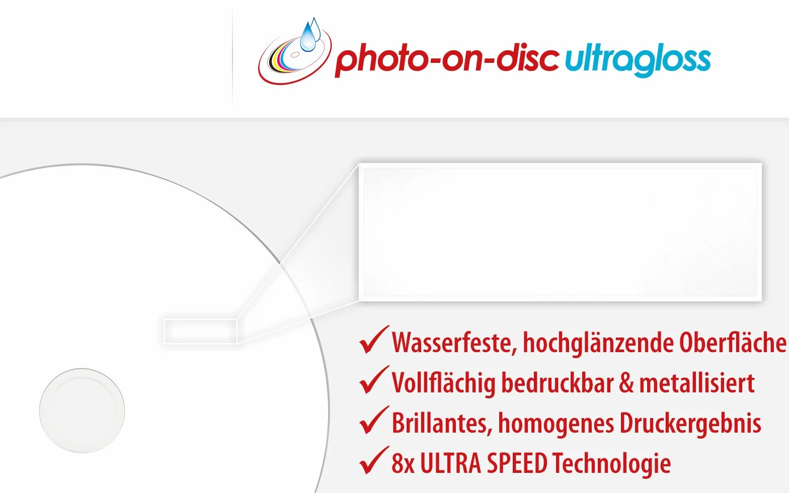 PRIMEON BD-R DL 50 GB/2-8 x pudełko na ciasto (10 tarcz), ultragloss Surface Photo-on-Disc, wodoodporny atrament, pełnowymiarowy druk