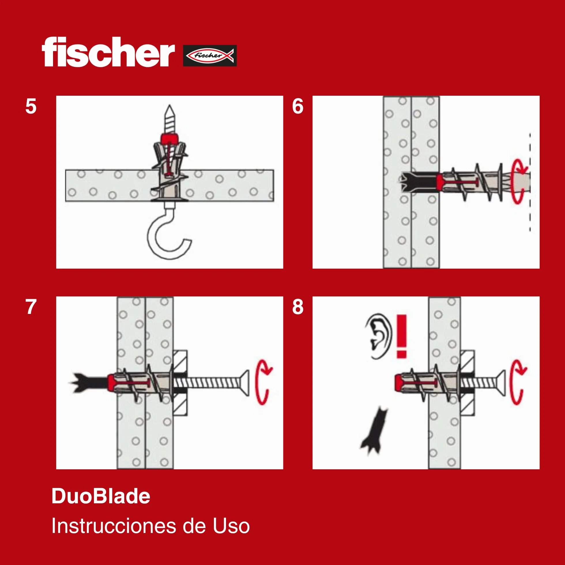 fischer DuoBlade S, samowiercący kołek do płyt gipsowo-kartonowych z wkrętem do płyt wiórowych, mocny kołek do łatwego montażu w płytach gipsowo-kartonowych i gipsowo-włóknowych, metalowa końcówka centrująca, 20 kołków + 20 wkrętów