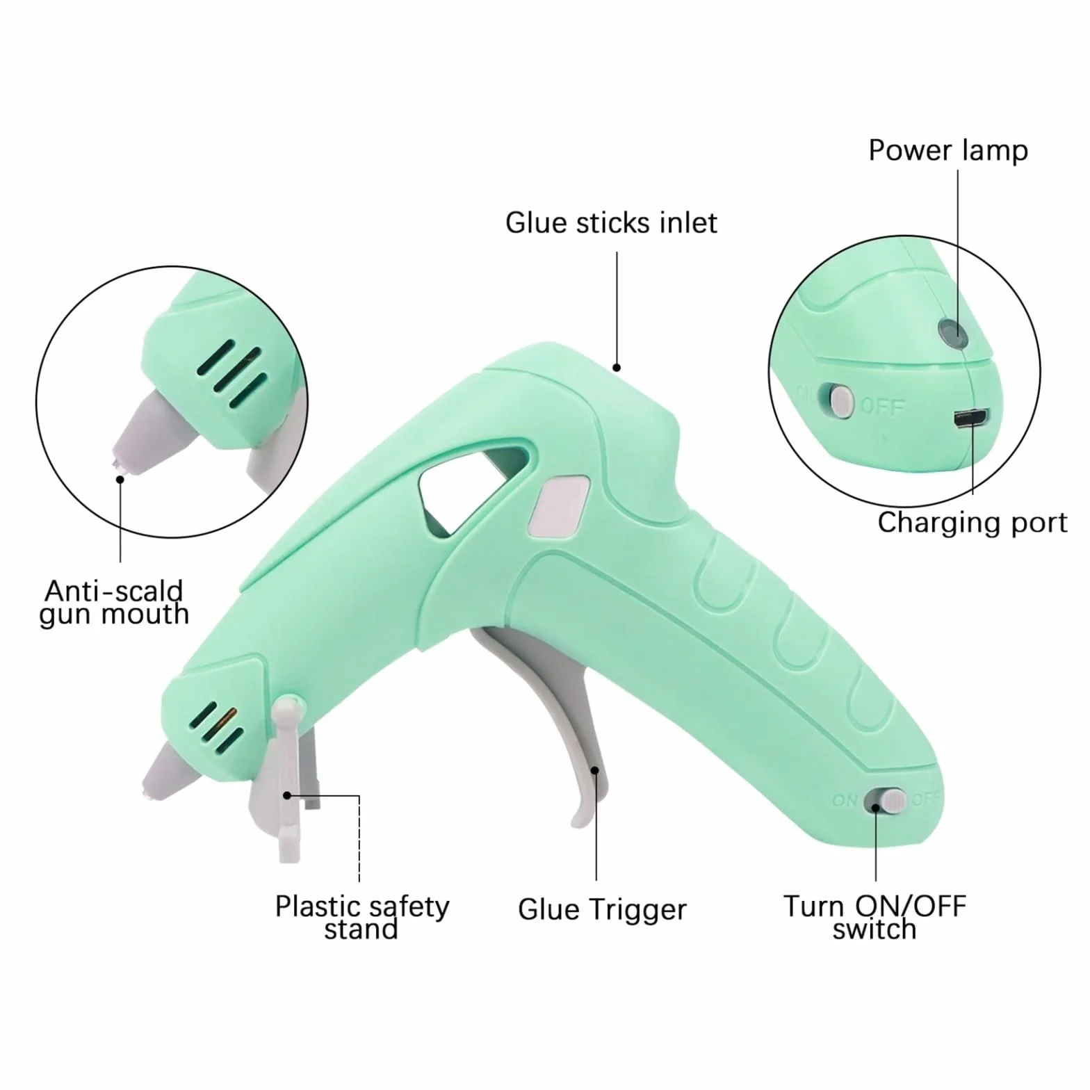 Pistolet Do Kleju Na GorąCo Bezprzewodowy Pistolet Do Klejenia Na Gorąco 7mm Klej W Sztyfcie Bezprzewodowy Pistolet Do Klejenia Naprawa Domu Narzędzia DIY Prezenty Dla Dzieci 2200mAh 90 Min Czas Użytk