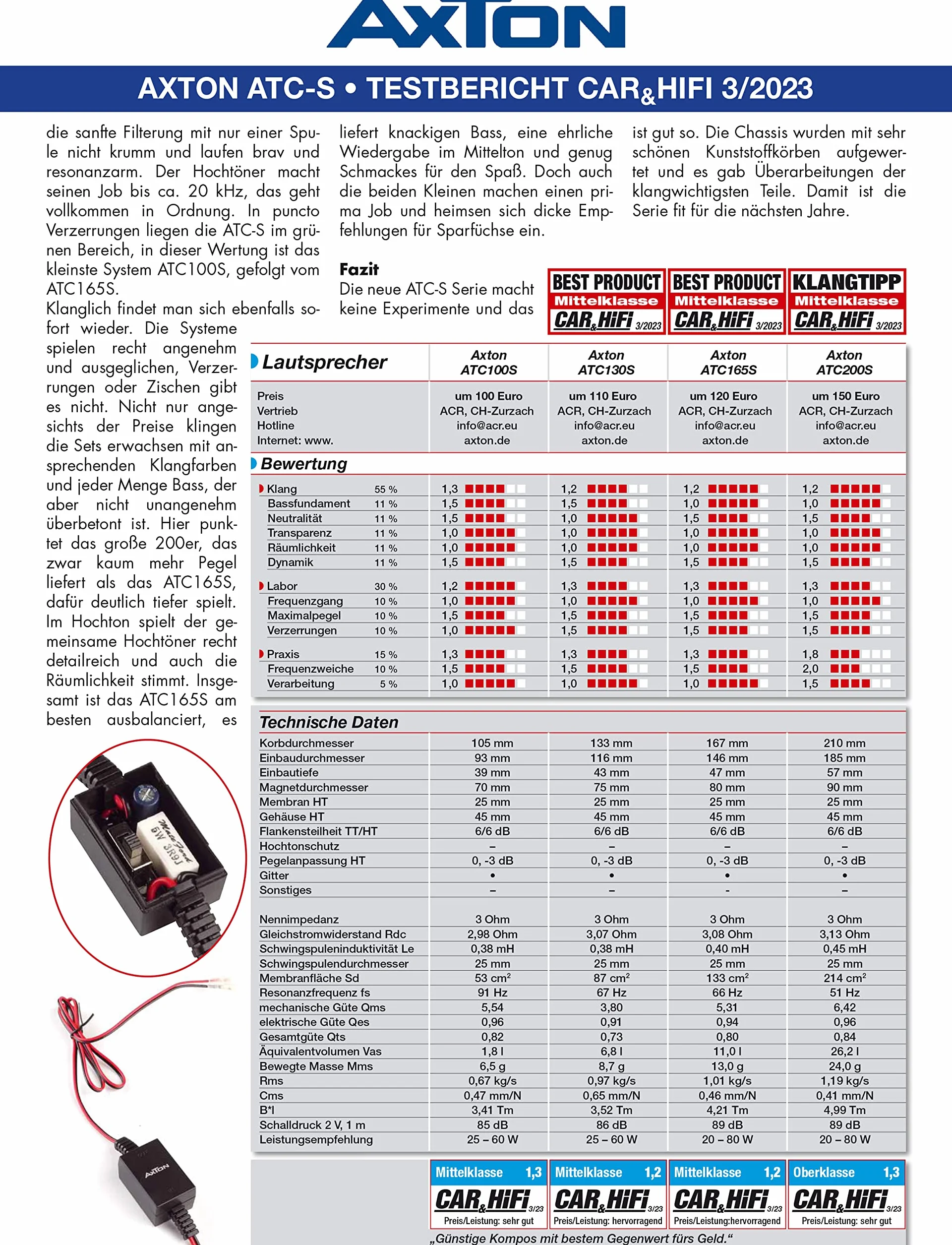 Axton ATC100S | 10 cm 2-Wege Lautsprecher Kompo System