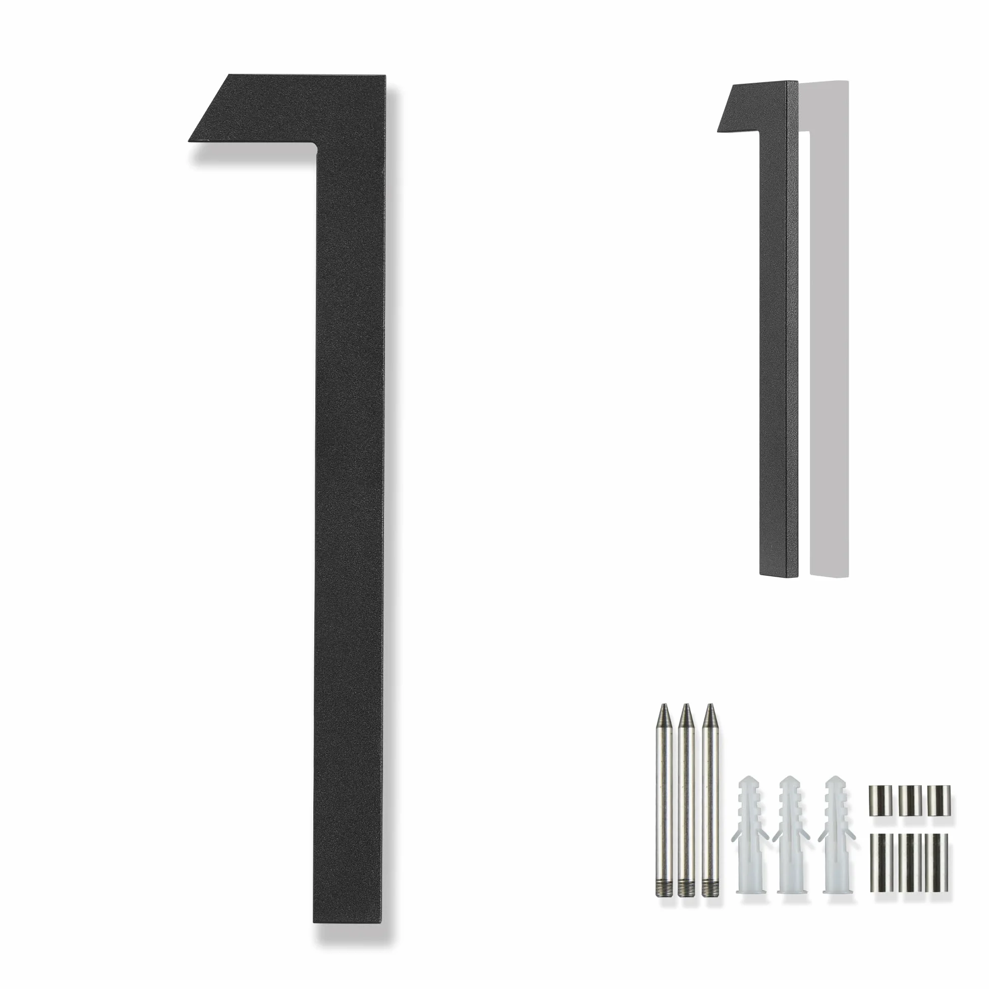 Nowoczesny numer domu do użytku na zewnątrz 20,3 cm, duże numery domów z metalu, liczby do adresu domu, matowoczarne, do użytku na zewnątrz, poziomo i pionowo, aluminiowe numery domu 1