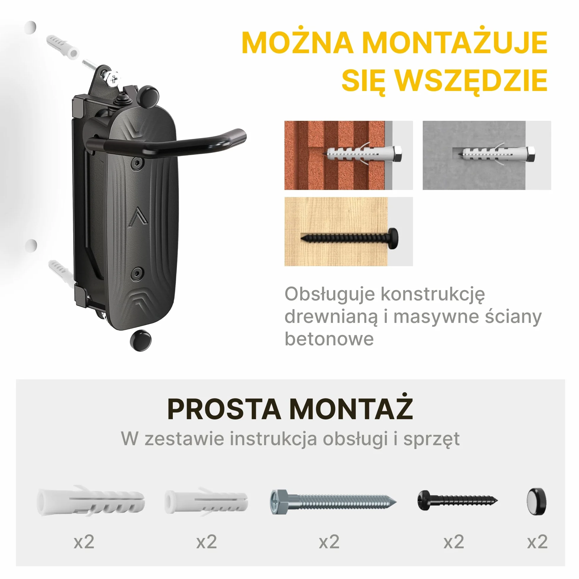 monTEK Obrotowy uchwyt ścienny na rower, wieszak na rower do garażu, uchwyt ścienny do rowerów, oszczędność miejsca, stabilny stojak na rower, pionowy stojak na rowery do 30 kg, 4 sztuki