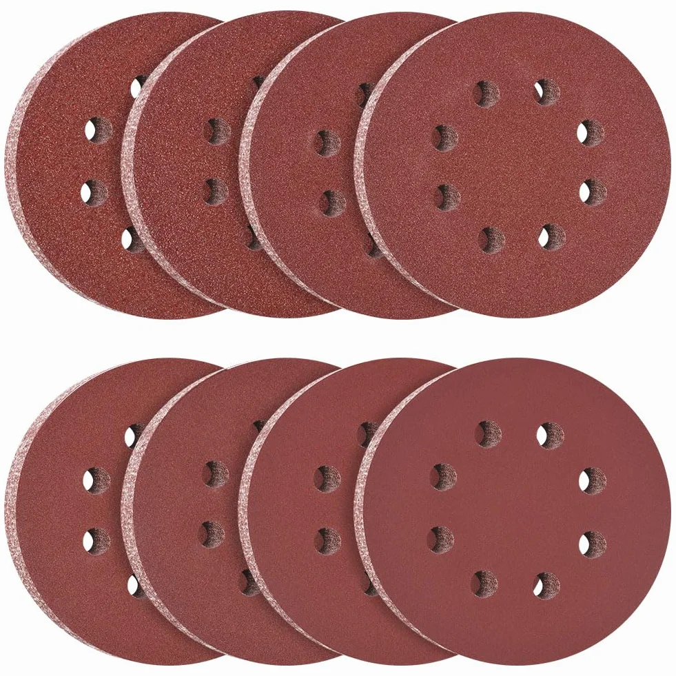 Flintronic Papier ścierny, 125 mm, 120 sztuk, 8 otworów, okrągły papier ścierny, do metalu, drewna, plastiku, suchej zabudowy, akcesoria, materiały do szlifierek oscylacyjnych, ziarnistość: 8 x P40