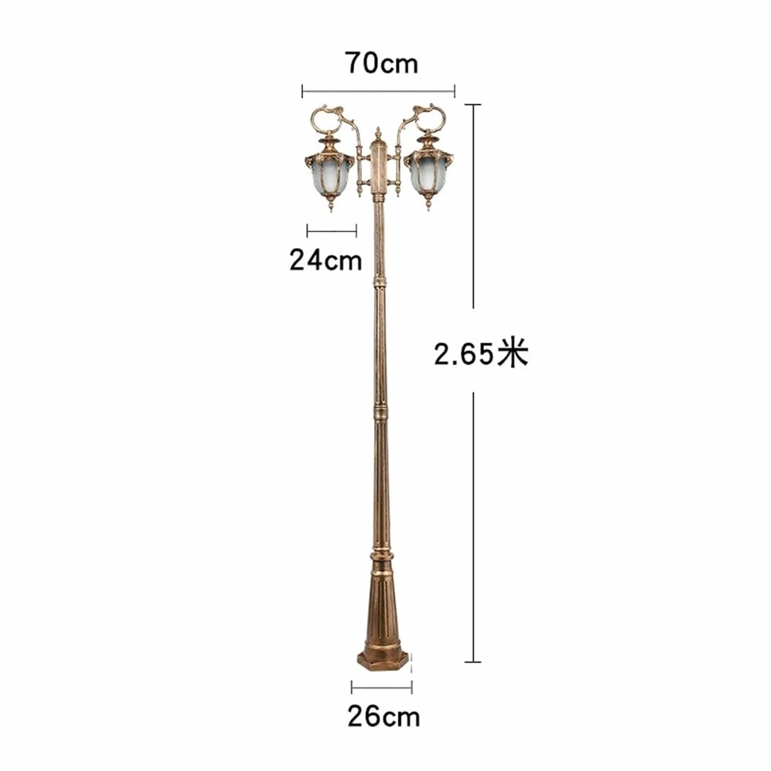 Lampy Solarne Na Słupku, Zewnętrzne Lampy Na Słupku, 2-Lampowe Lampy Na Słupku, Rustykalny Brąz, Zewnętrzne, Wodoodporne, Wysokie Lampy Na Słupku, Amerykańskie Lampy,One Color-Height: 2.65M