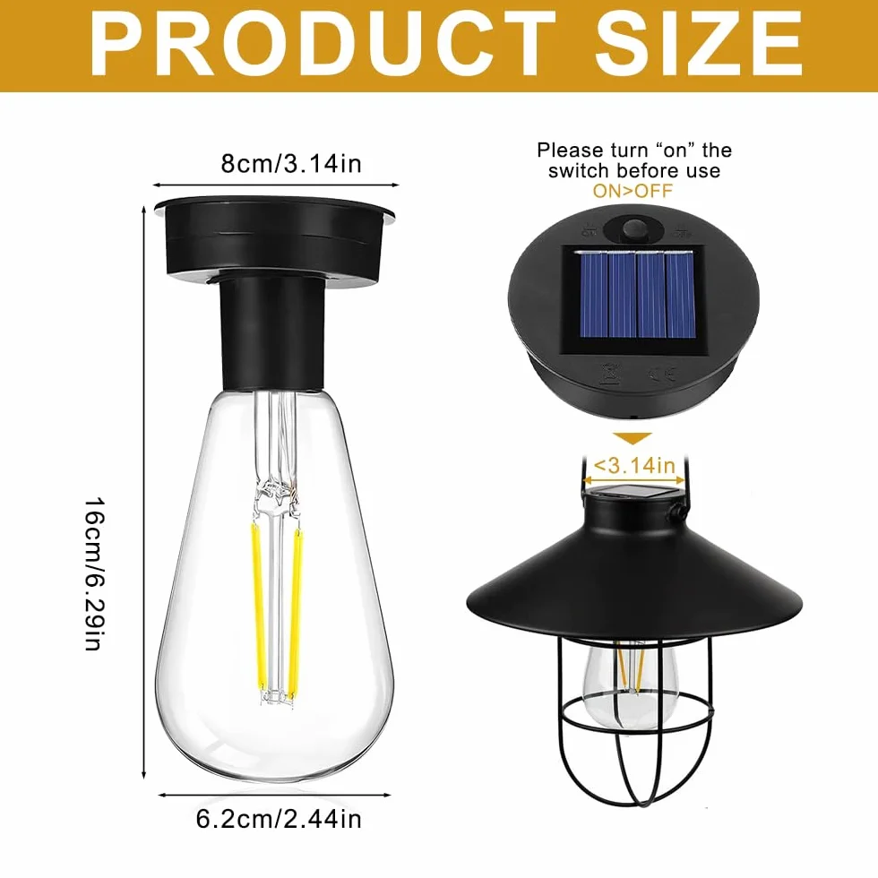 Żarówka solarna, 2 sztuki 8 cm, żarówki solarne do użytku na zewnątrz, zamiennik z jasną żarówką LED, części zamienne do lamp ogrodowych, latarni solarnych, "zrób to sam"