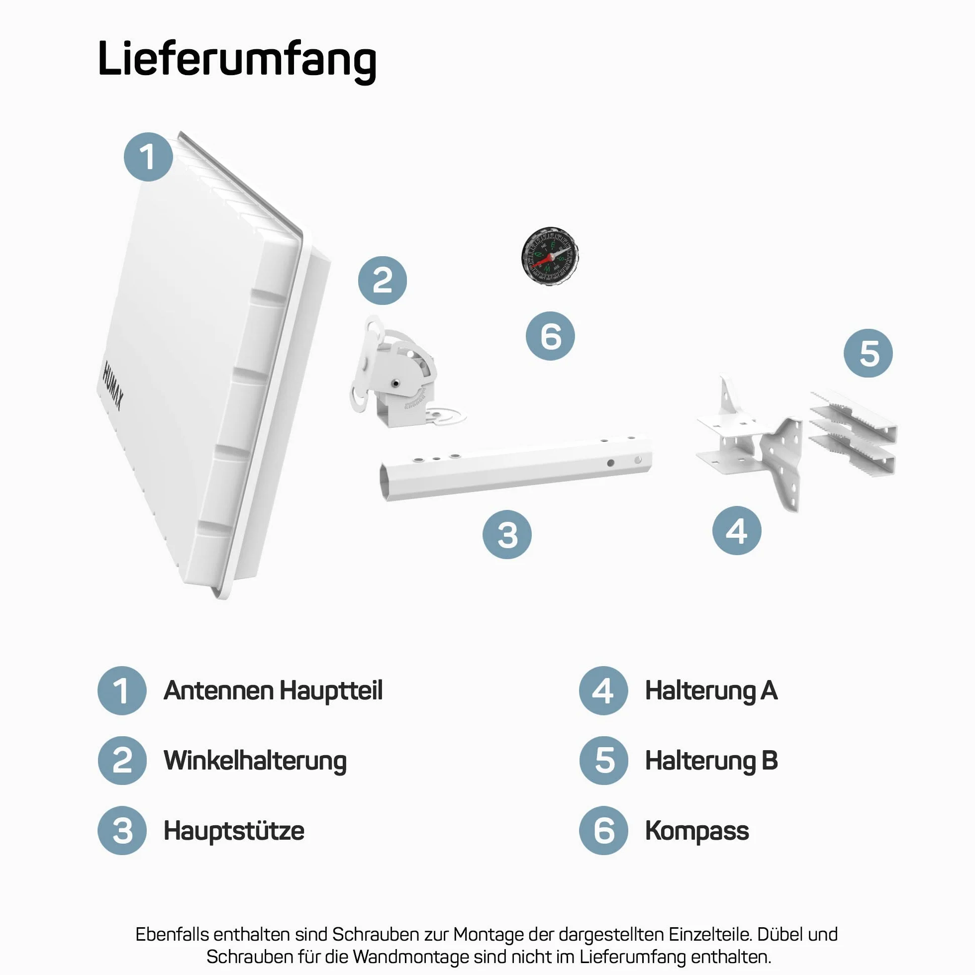 HUMAX płaska antena satelitarna H39D SAT Single-LNB biała