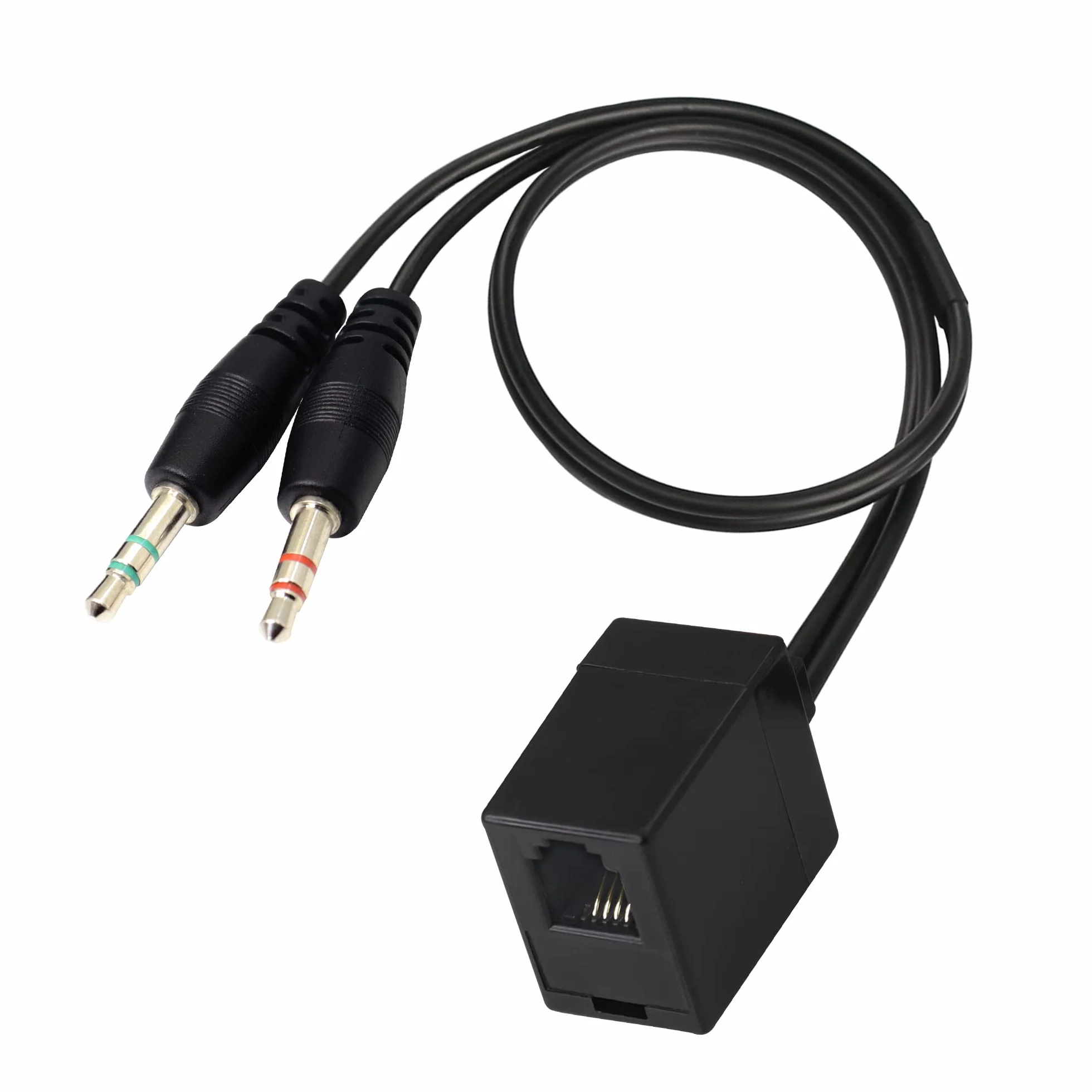 QIANRENON RJ9 4P4C na 3,5 mm kabel adaptera telefonicznego żeński na podwójny męski stereo