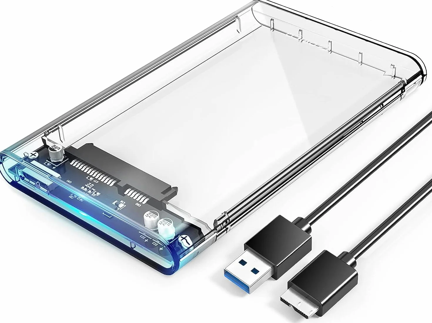 ORICO 2139U3 Obudowa dysku twardego 2,5”, USB 3.0 na SATA 3.0, zewnętrzna obudowa do SATA HDD i SSD 2,5” 7 mm i 9,5 mm, bez narzędzi, przyspieszenie UASP (kolor: przezroczysty)