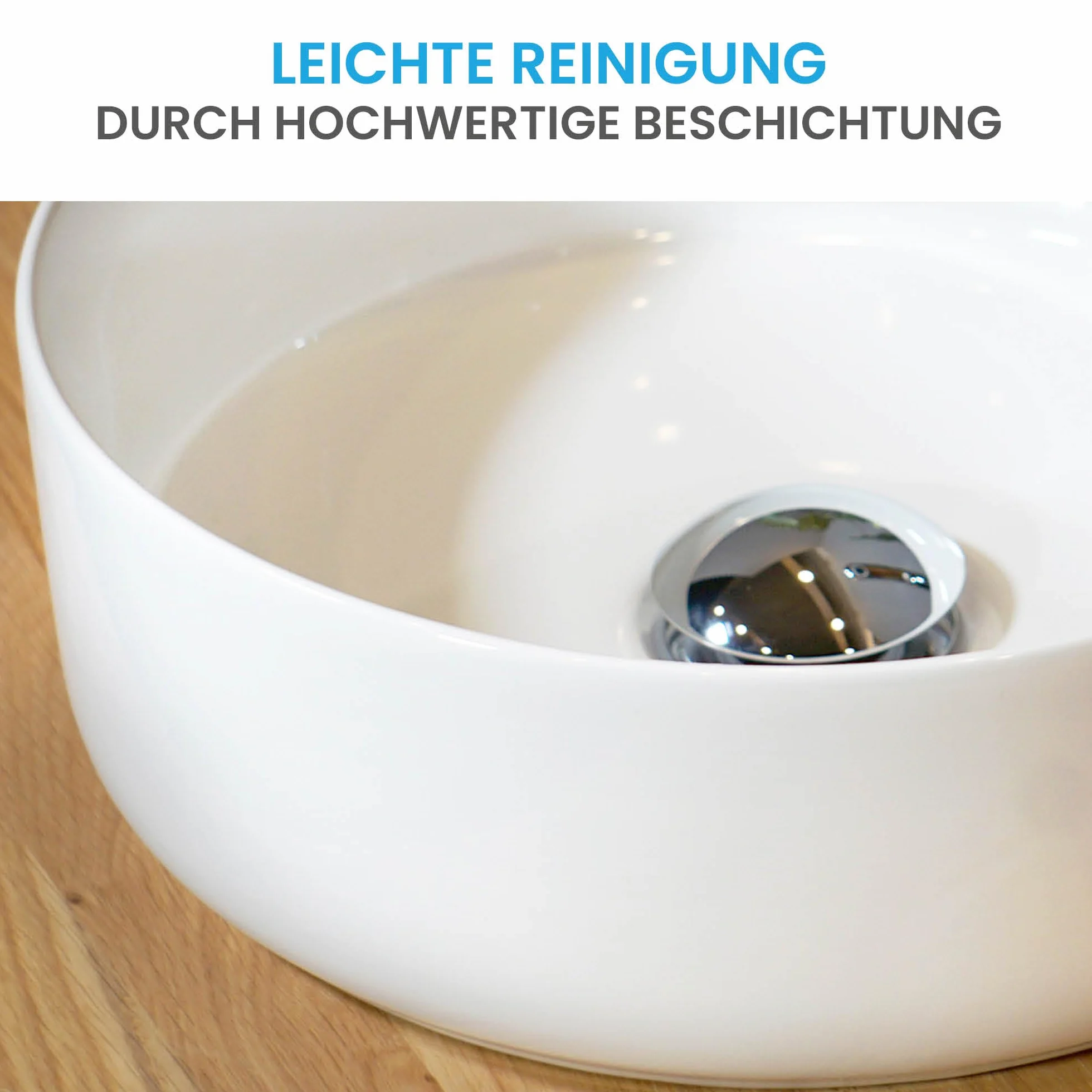 Bächlein Umywalka Nablatowa Tamula (Okrągła) - Ceramiczna Ø 31,5 cm - Nowoczesne Wzornictwo do Łazienki i WC - Wysokiej Jakości w Kolorze Białym