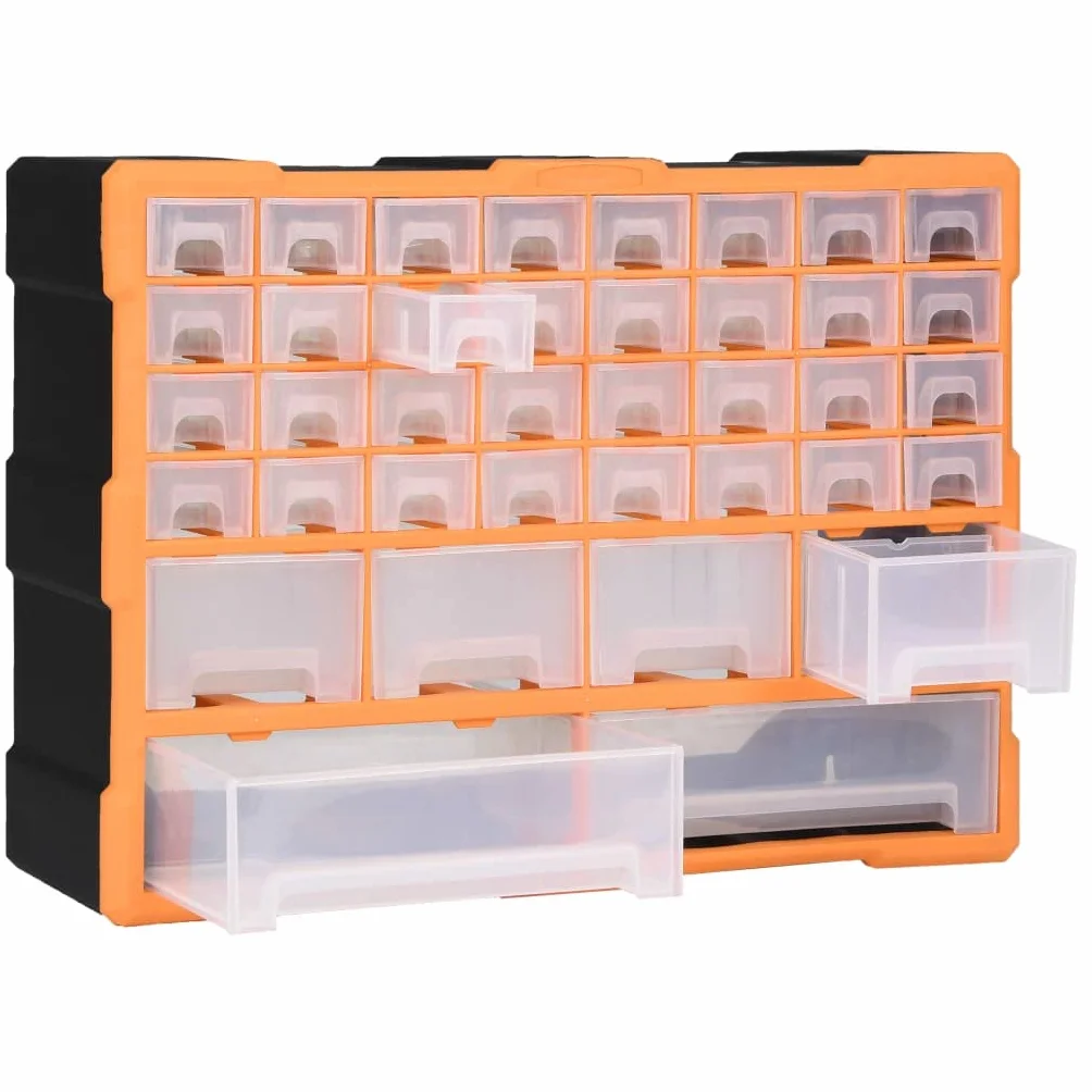 Wielofunkcyjny organizer do szuflad z 38 szufladami, skrzynka narzędziowa z polipropylenu (PP), 52 x 16 x 37,5 cm, kieszeń na małe części do warsztatu, garażu, do przechowywania narzędzi