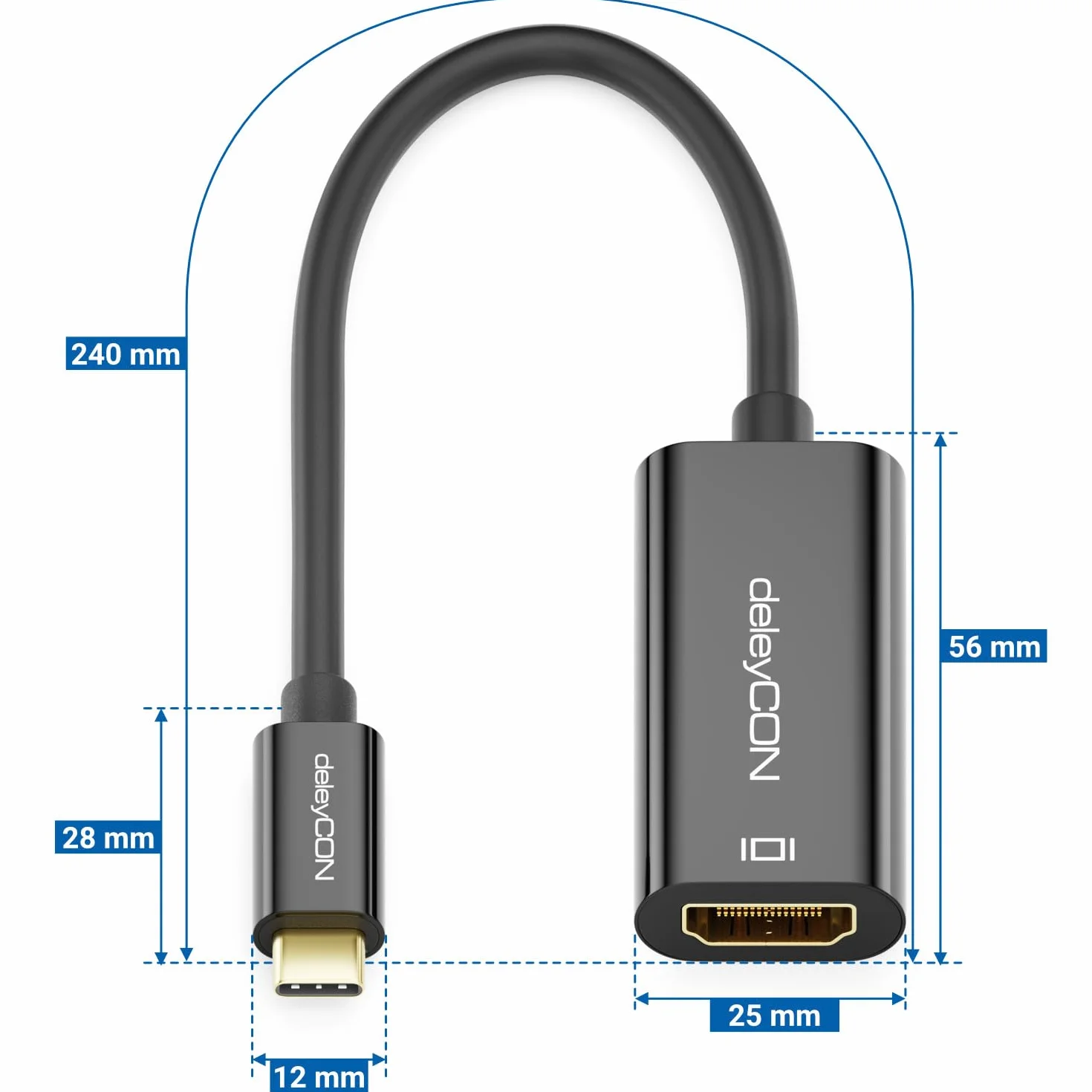 deleyCON 4K USB C do HDMI Adapter Kabel 4K@60Hz HDR Thunderbolt 3/4 Konwerter