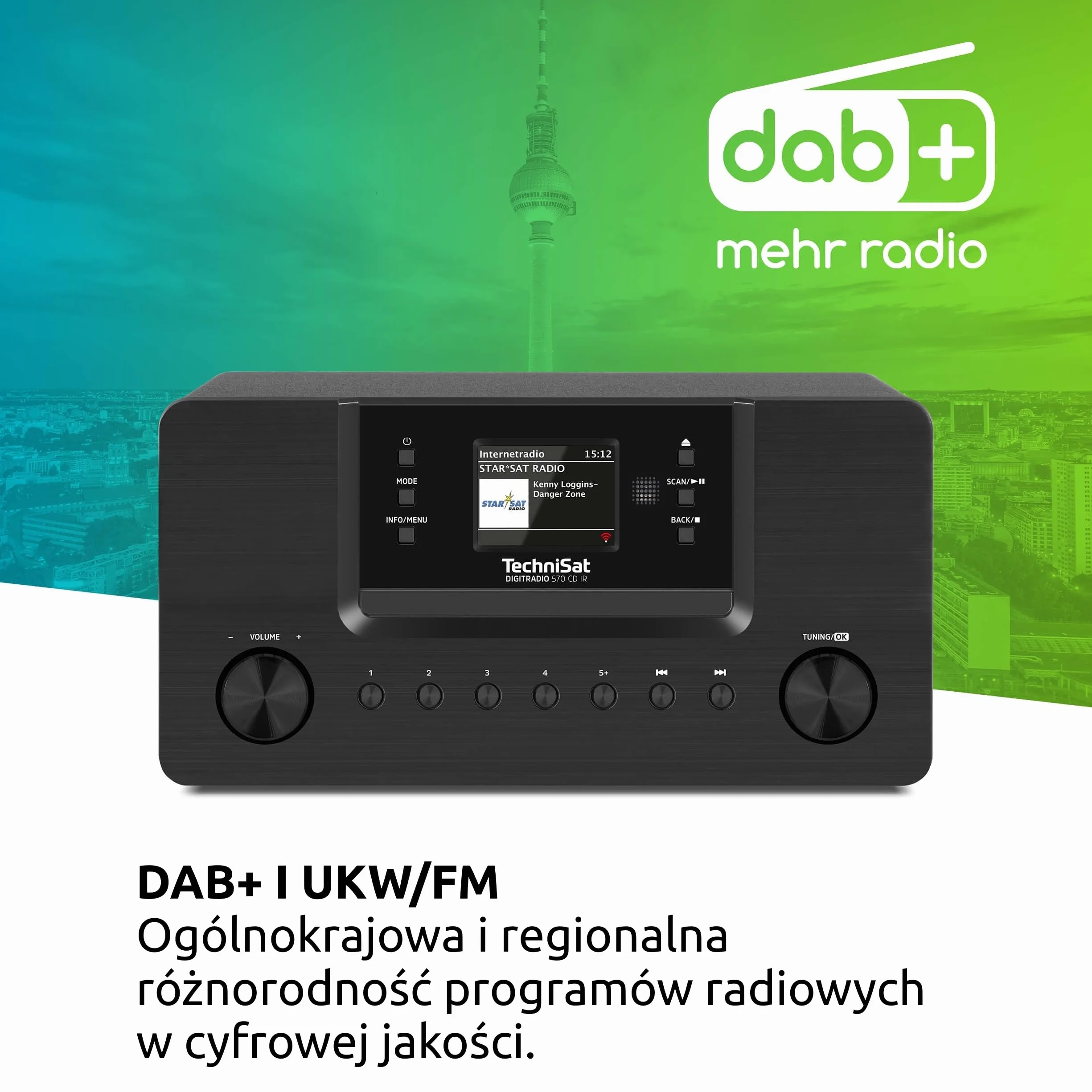 Technisat 0000/3953 Radio Internetowe DAB+, Czarny, 21.7 x 29.1 x 14.5 cm