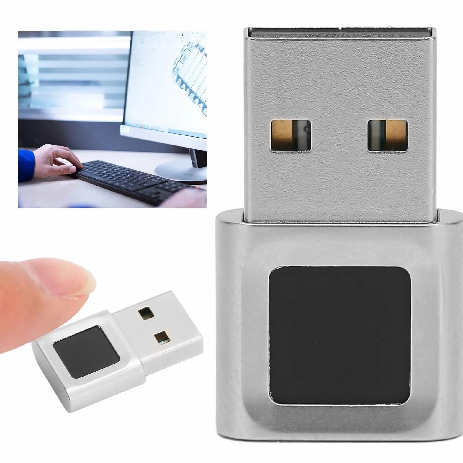 Czytnik Linii Papilarnych USB, Wykrywanie 360° w Zakresie 0,5S, Skaner Linii Papilarnych Hello, Czujnik Linii Papilarnych Wysoka Czułość Szybkie Dopasowanie Biometryczne dla Windows7 8 10 dla Laptopa