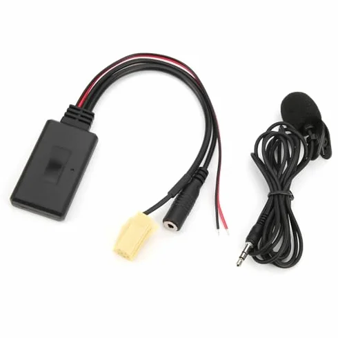 Akozon Kabel AUX Bluetooth, Bluetooth 5.0 samochodowy adapter AUX z mikrofonem zestaw głośnomówiący Bluetooth AUX adapter do 500/Grande Punto