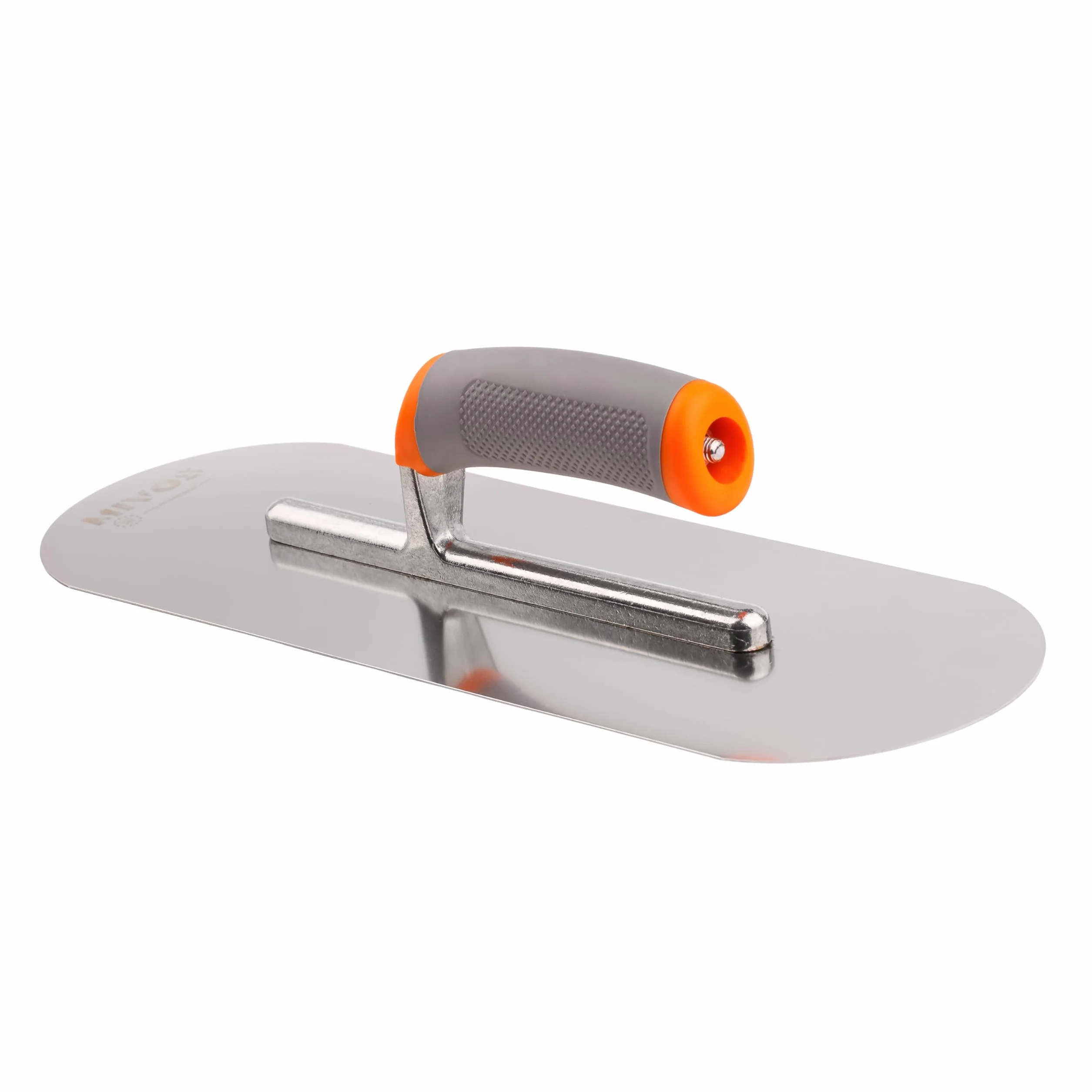 MIVOS Paca wygładzająca ze stali nierdzewnej 375 x 130 mm - Półokrągła - Paca do wygładzania z ergonomicznym, miękkim uchwytem - Płyta do tynkowania i murowania - Wyprodukowano w UE