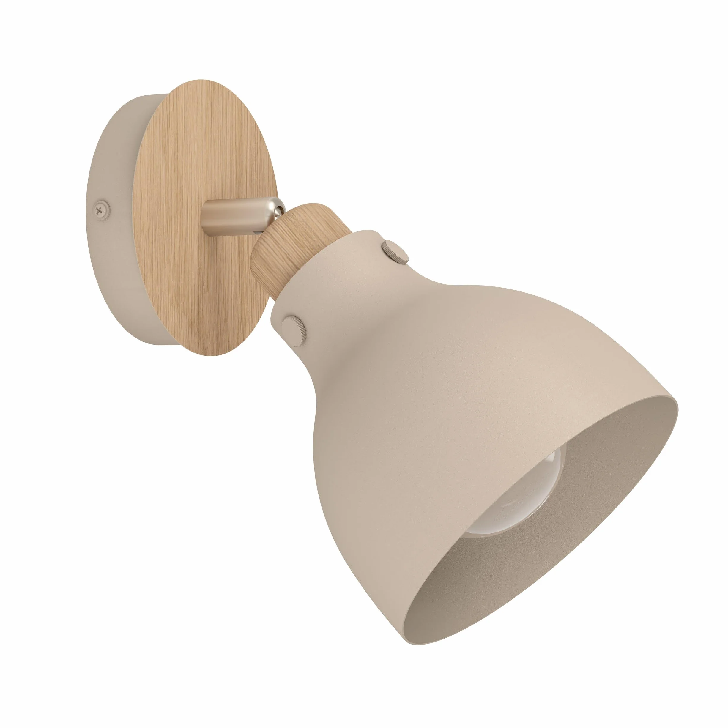 EGLO Lampa ścienna Arrecife, lampa do czytania z obrotowym reflektorem, lampa wewnętrzna do salonu, sypialni i korytarza, naturalnego drewna i metalu w kolorze piaskowym, oprawka E27