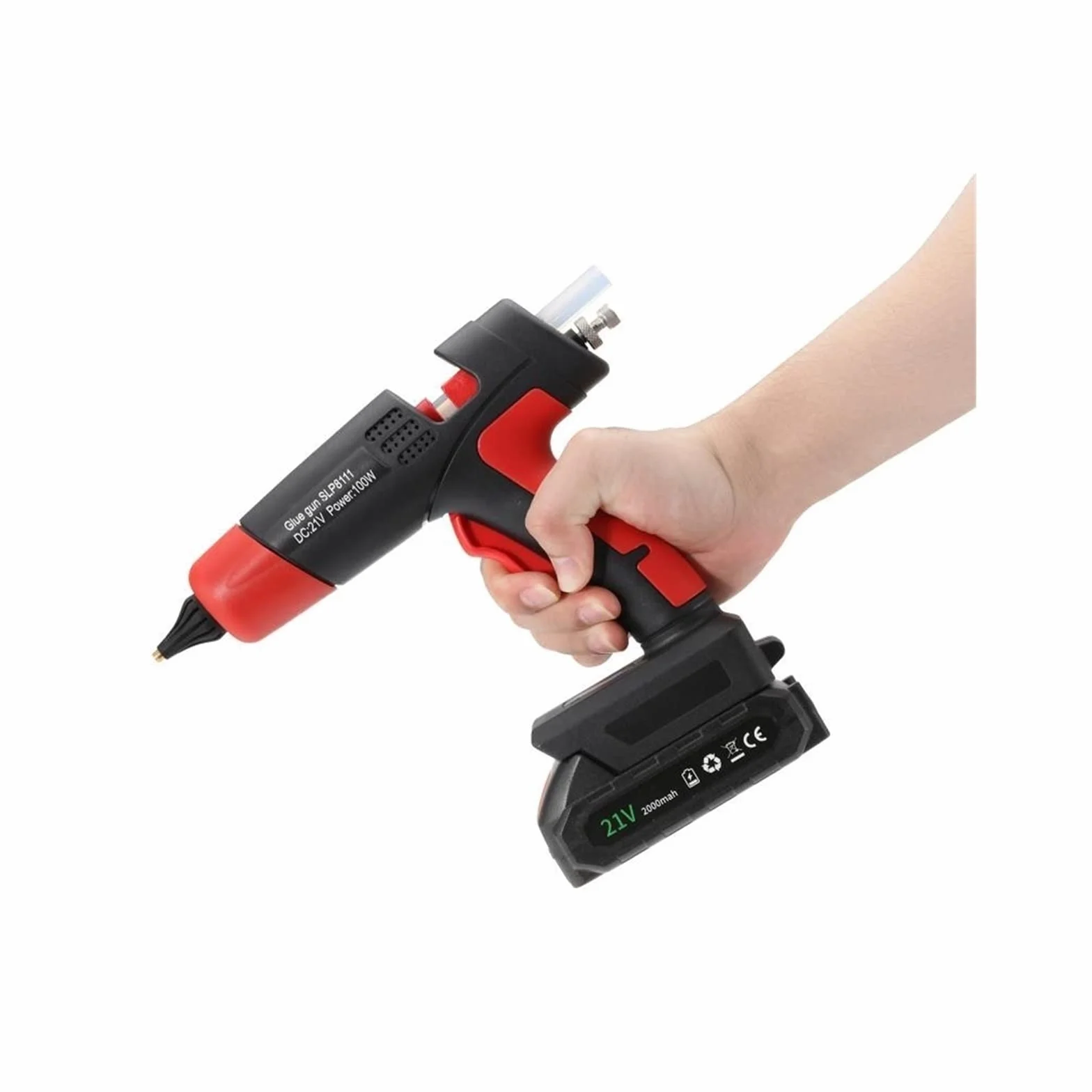 Pistolet Do Kleju Na GorąCo Pistolet do klejenia na gorąco akumulator litowo-jonowy miedziana dysza strona główna gorąca wiatrówka DIY narzędzia do naprawy(2)