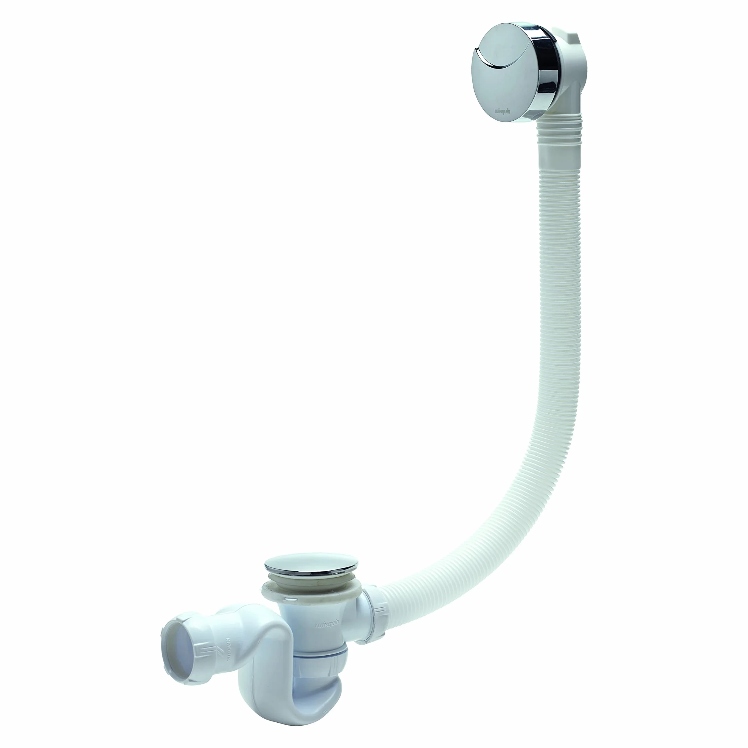 Wirquin 30718683 Kompletny zestaw spustowy wanny L700 mm z syfonem Ø40, zawór pokrywający i zbyt pełna osłona, biały i chromowany