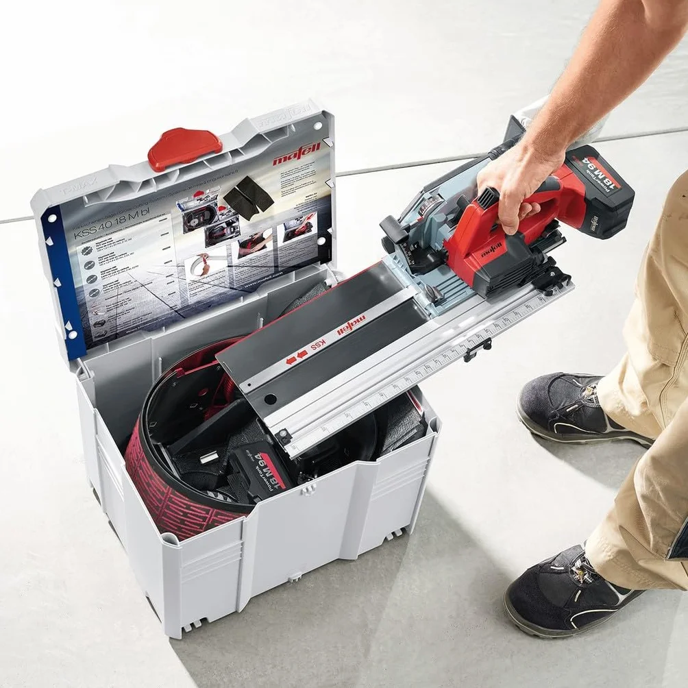 Mafell KSS 40 18M bl pilarka do szyn nasadowych akumulatorowych w T-MAX