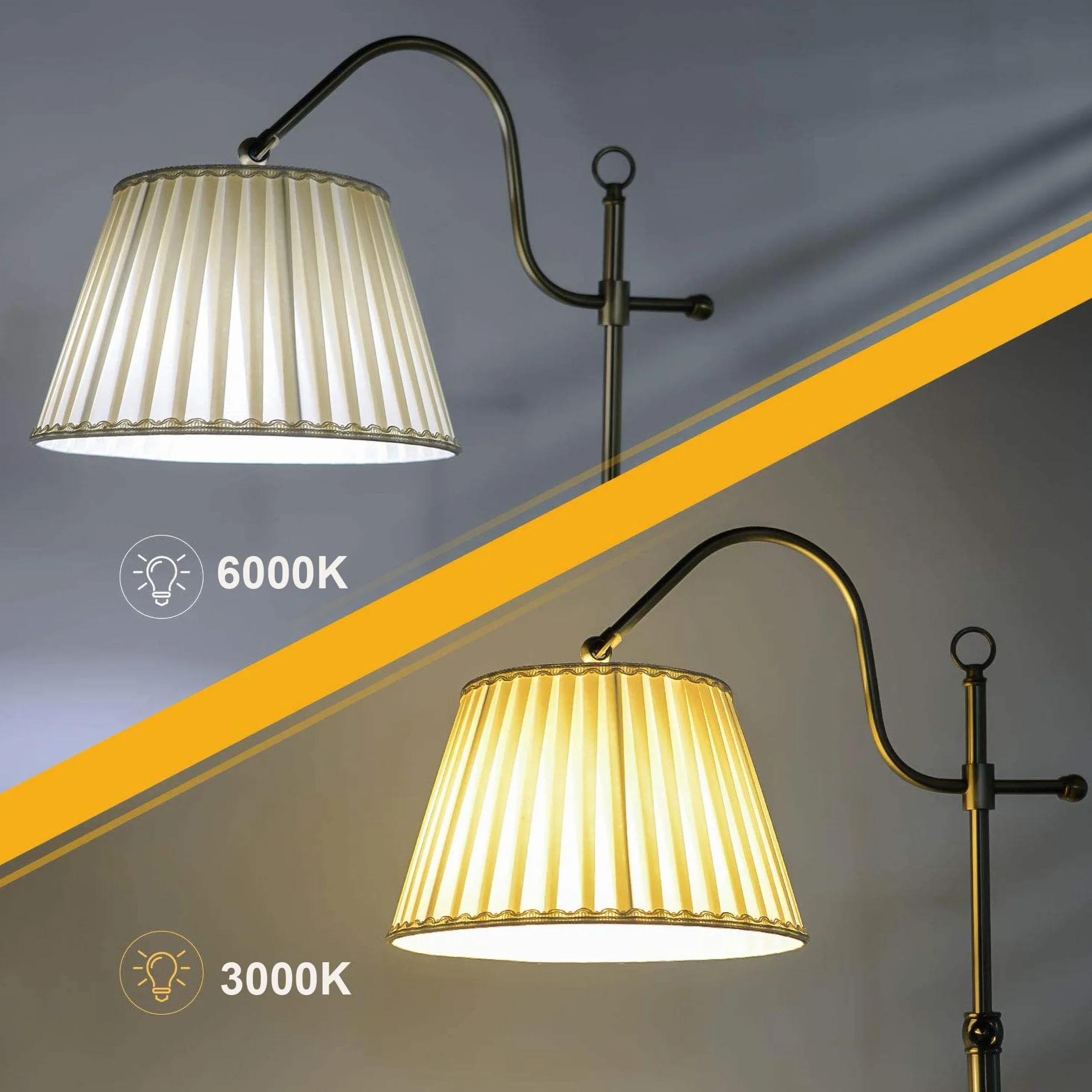 ACHNC Vintage lampa podłogowa LED na stojąco złota - lampka nocna i do czytania do salonu i sypialni - pionowa metalowa E27