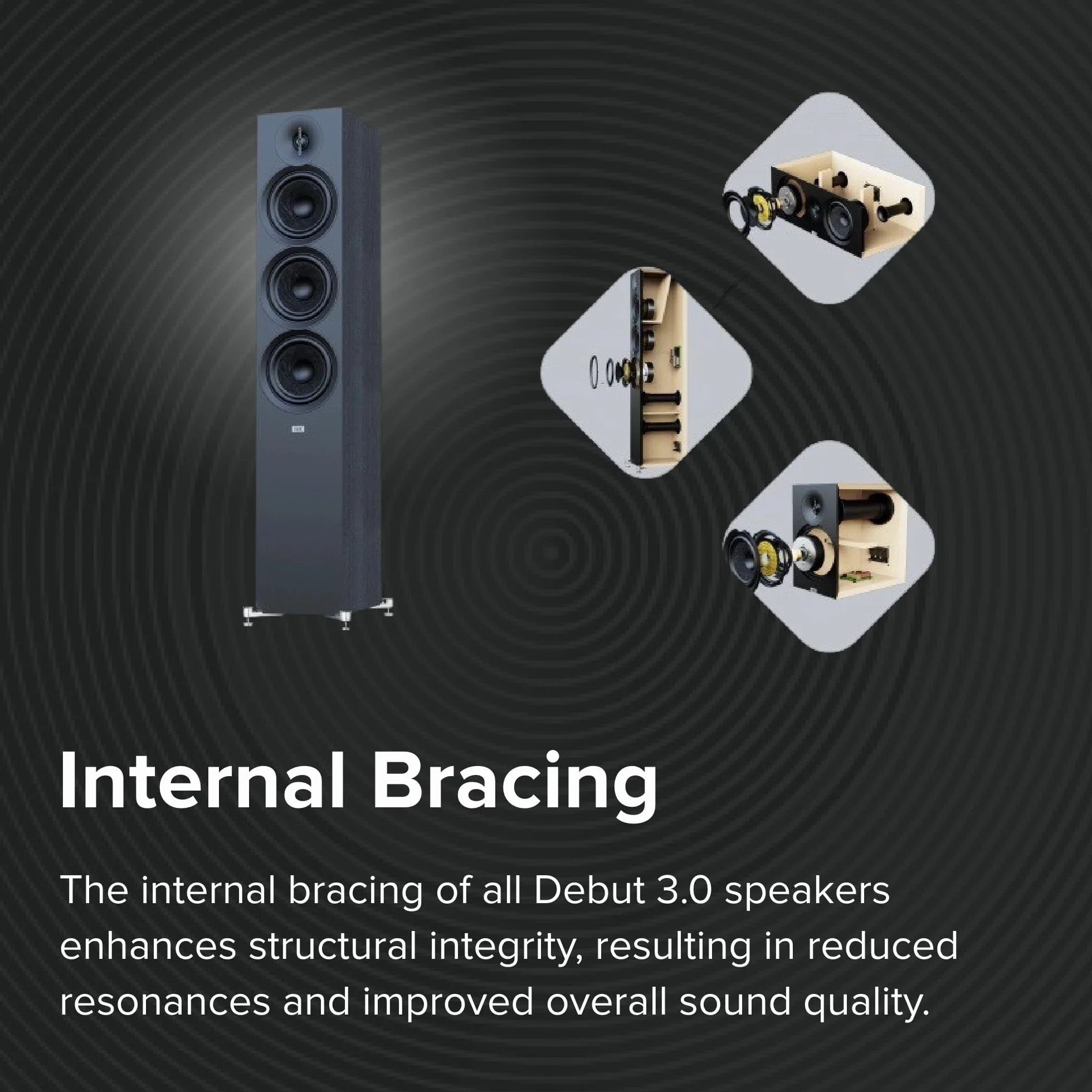 Elac Debut 3.0 DB53-BK głośniki półkowe para 1-calowy aluminiowy głośnik wysokotonowy kopułkowy 13.3 cm głośnik niskotonowy z włókna aramidowego bass reflex