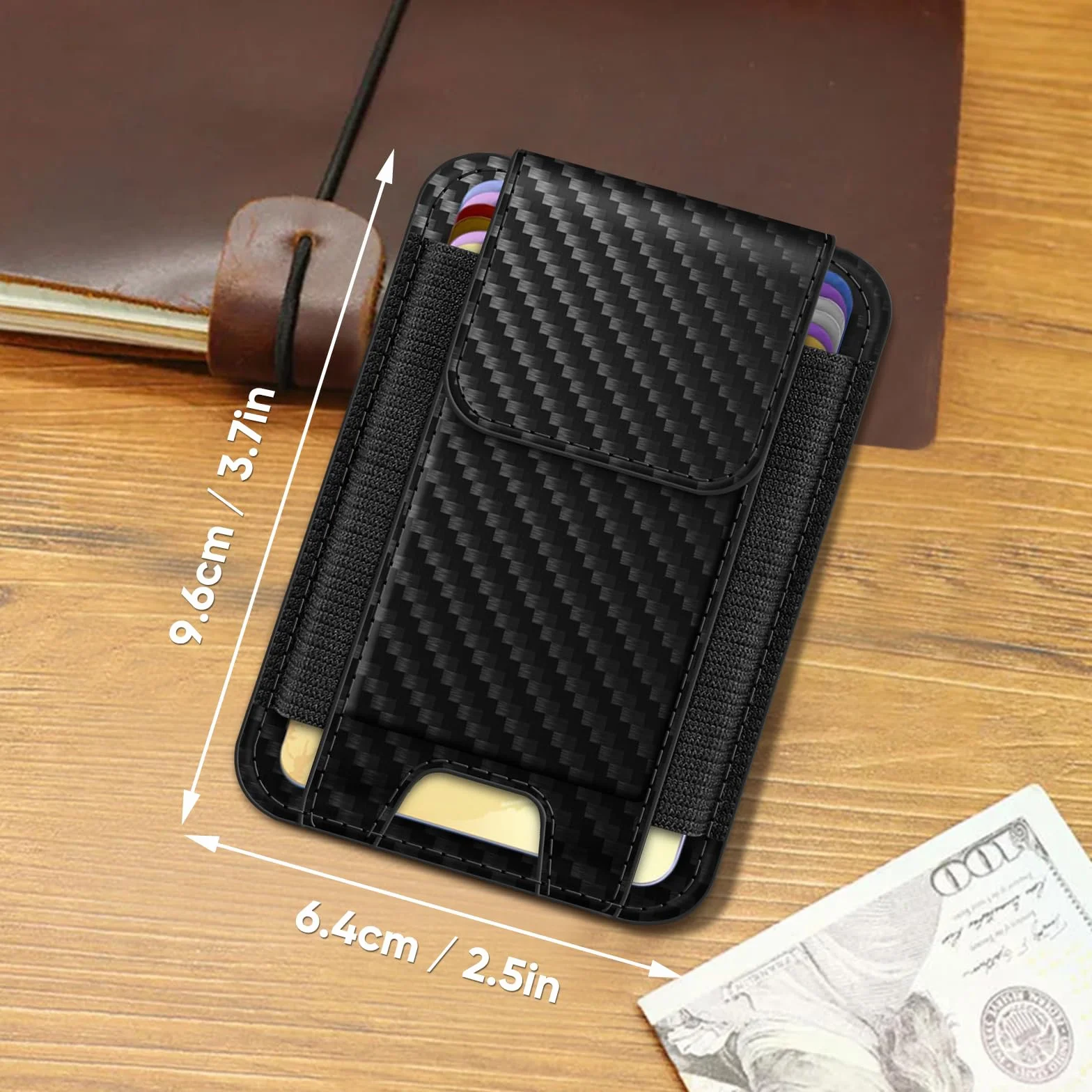 CaseBot Magsafe Wallet magnetyczny uchwyt na karty iPhone 16/15/14/13/12 RFID włókno węglowe