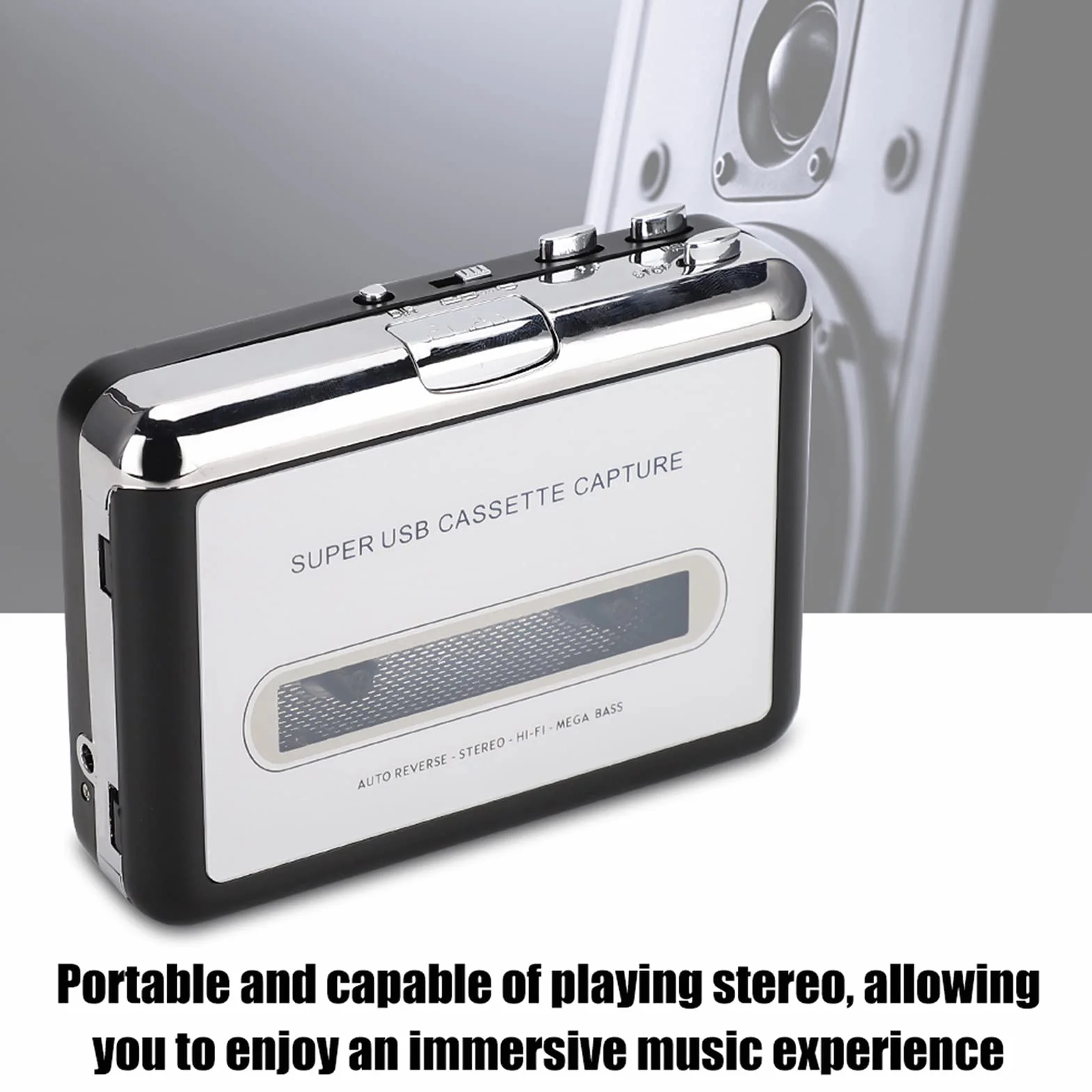 Kassettenrekoder Przenośny Odtwarzacz Taśm USB na MP3 Stereofoniczny Odtwarzacz Muzyki