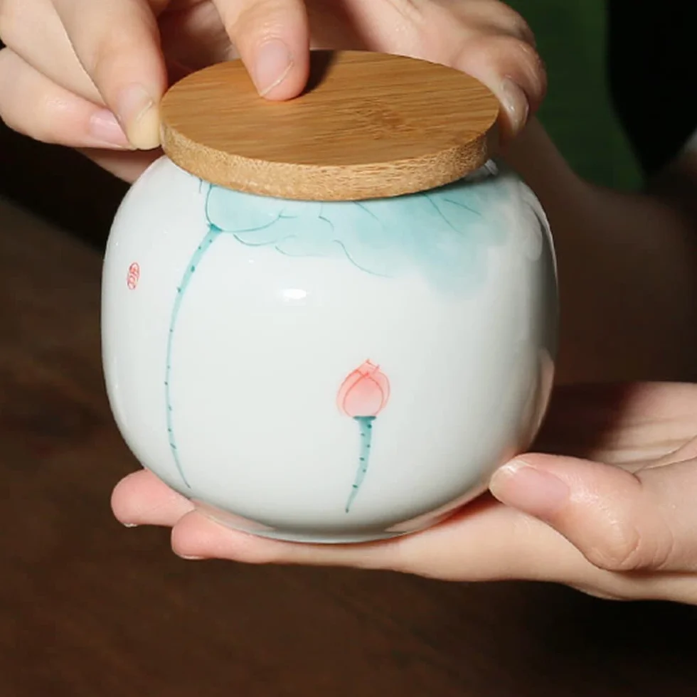 Kawa ceramiczna ceramiczna herbata słoik, zamknięte słoik do przechowywania słoik z fasolką kawy słoik 7,7 cm ręcznie malowany wzór zamknięty herbata ceramiczna herbata do przechowywania herbaty