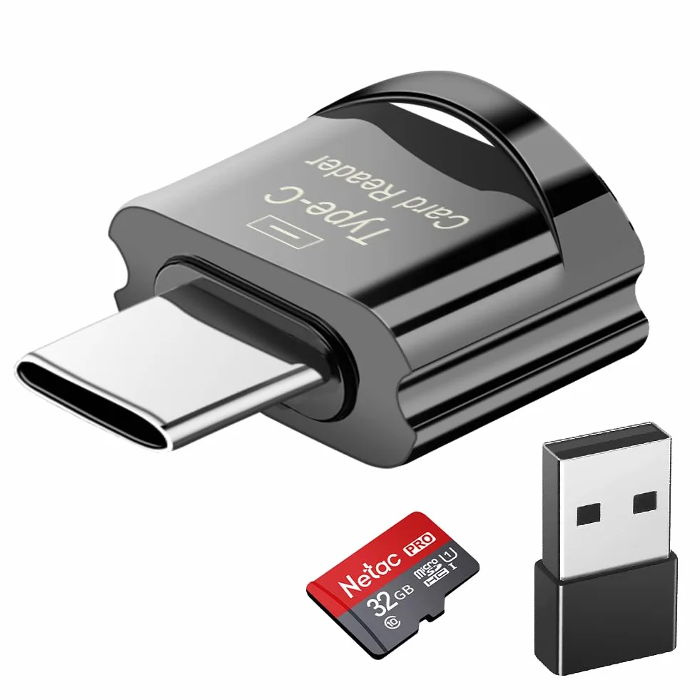 Czytnik kart micro SD USB C TF z adapterem USB C na USB kompatybilny z MacBookiem laptopami Android