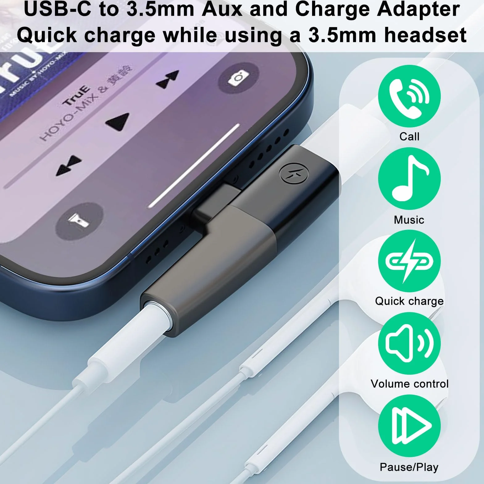 TNSLAND Adapter USB C na jack i ładowanie 2 w 1, adapter słuchawkowy, USB C na 3,5 mm, typ C, adapter Aux, kompatybilny z iPhone 15 Pro Max, iPad Pro/Mini 6, Galaxy S24, Ultra S23, Huawei Xiaomi